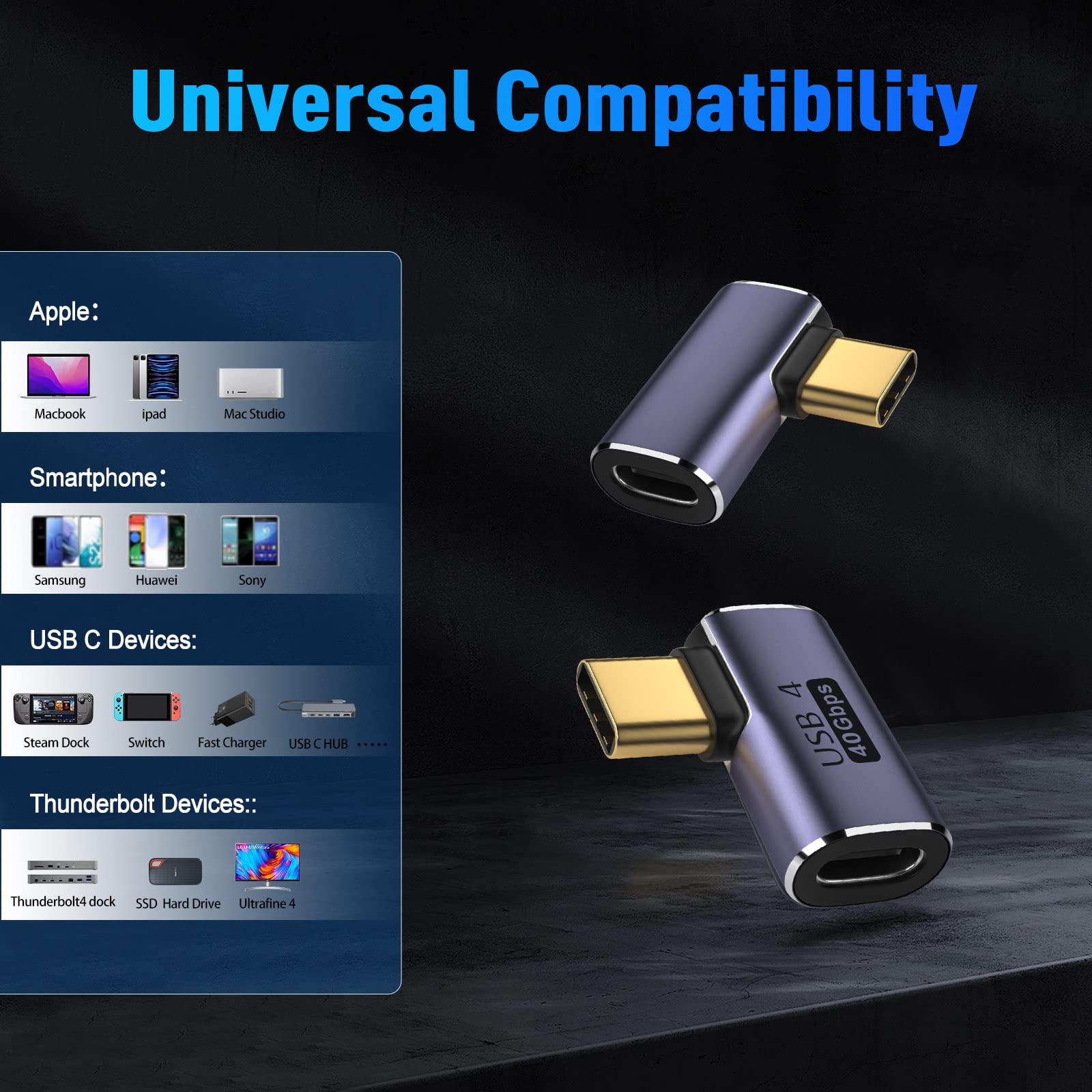 Foto 7 | Adaptador Usb C De 90 Grados Vcom Para Transferencia De Datos De 40 Gbps (paquete De 2) - Venta Internacional.