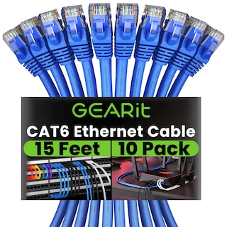 Foto 1 | Cable Ethernet Gearit Cat 6 De 15 Pies (4,5 M), Paquete De 10 Unidades, Azul, 10 Gbps - Venta Internacional.