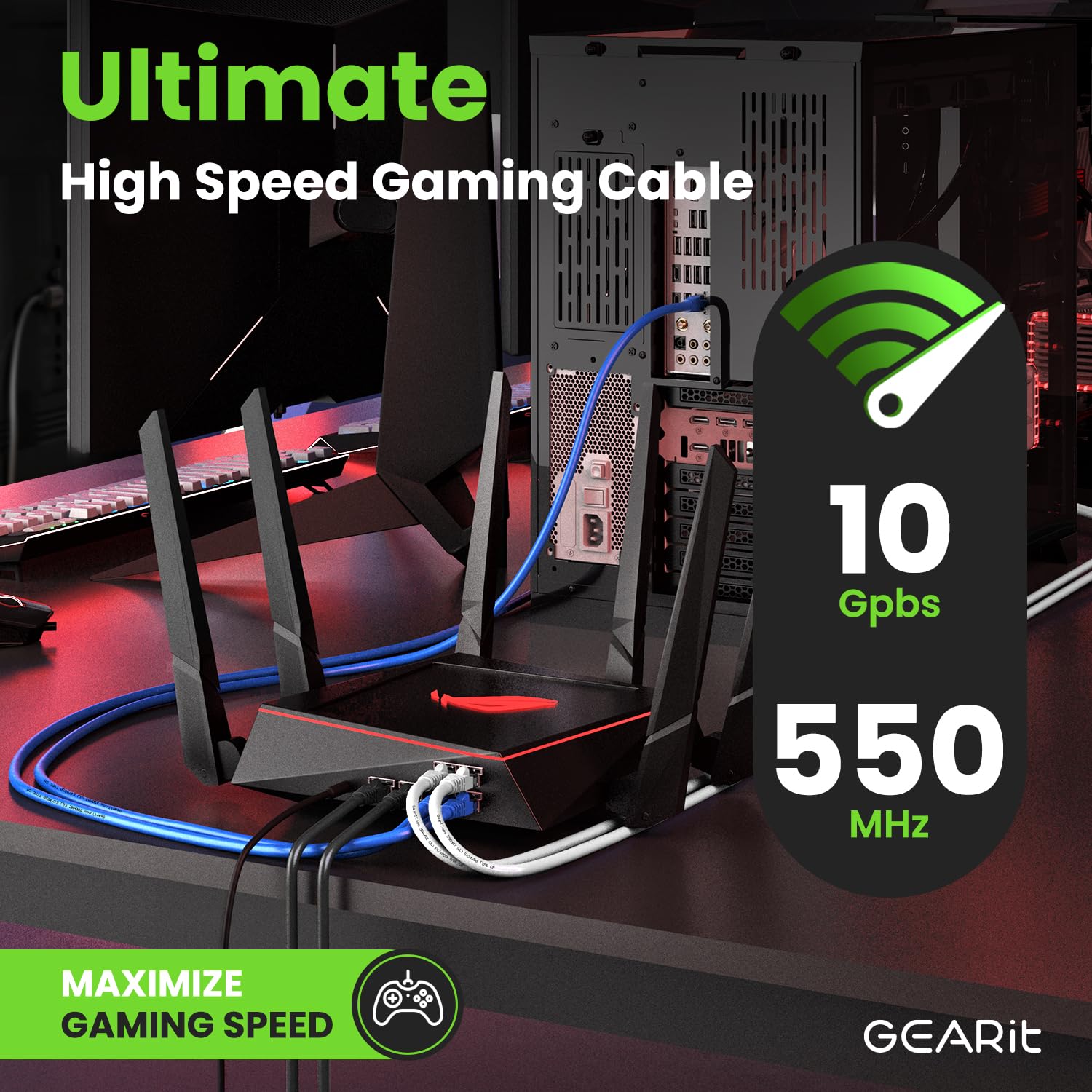 Foto 5 | Cable Ethernet Gearit Cat 6 De 15 Pies (4,5 M), Paquete De 10 Unidades, Azul, 10 Gbps - Venta Internacional.
