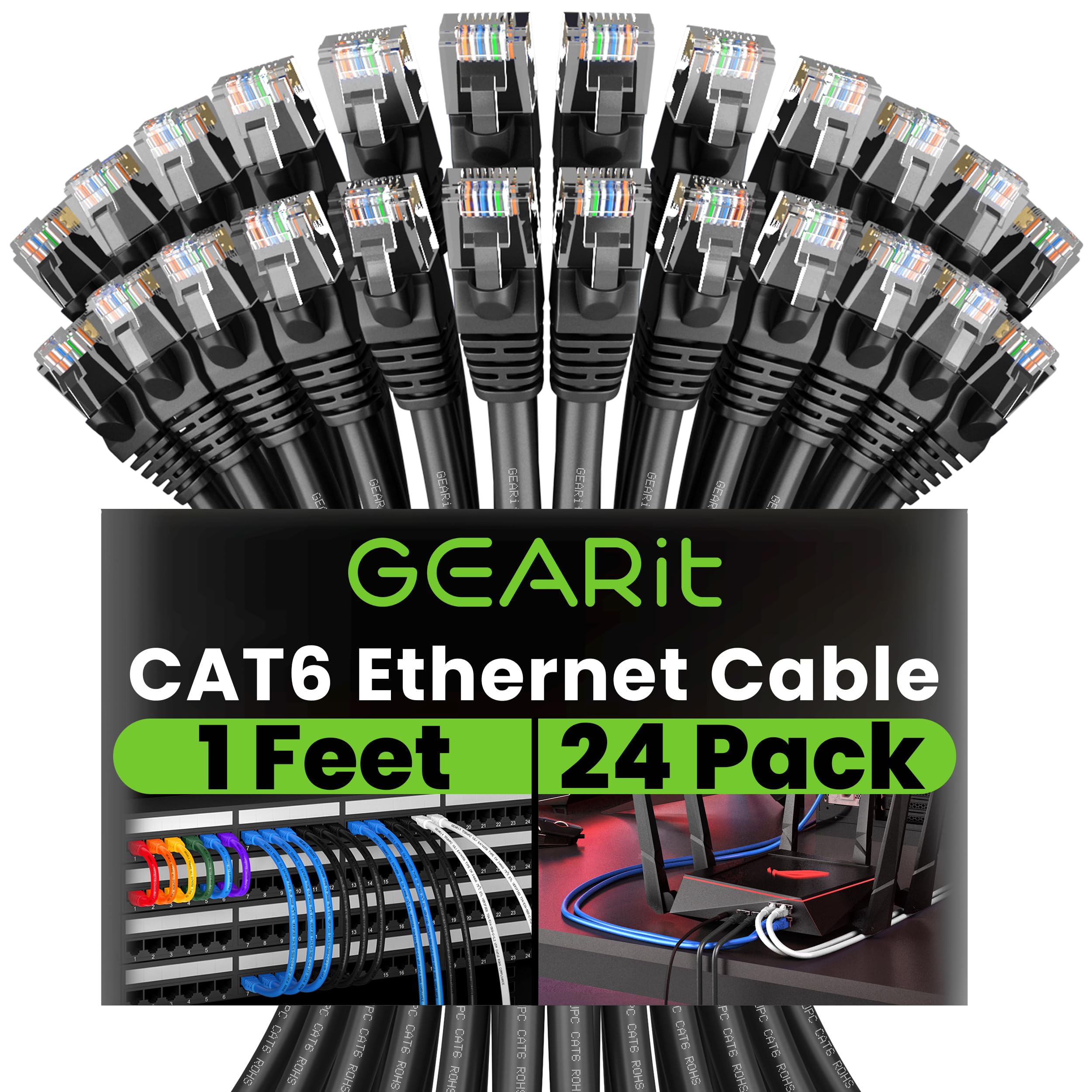 Foto 1 | Cable Ethernet Gearit Cat 6 De 30 Cm (1 Pie), 24 Unidades, 10 Gbps, Rj45 - Venta Internacional.