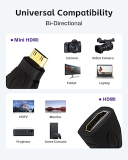 Foto 2 | Adaptador Vce Mini Hdmi A Hdmi 4k Hembra A Macho Chapado En Oro - Venta Internacional.