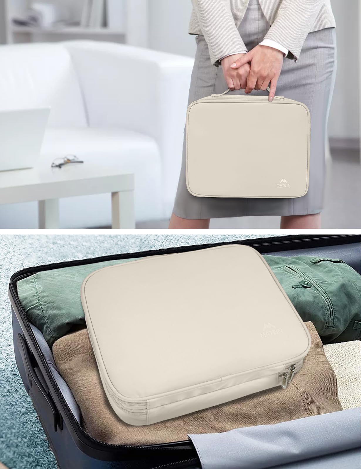 Foto 8 pulgar | Organizador Electrónico Matein, Bolsa Grande Para Cables, Color Beige Claro - Venta Internacional.