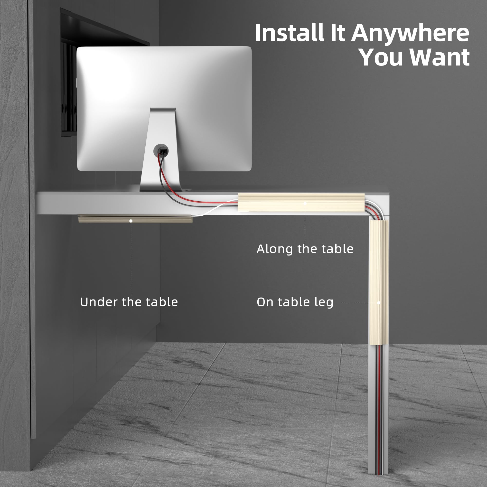 Foto 4 pulgar | Soporte Adhesivo Yecaye Para Colocar Cables Debajo Del Escritorio, 6 X 40 Cm - Venta Internacional.