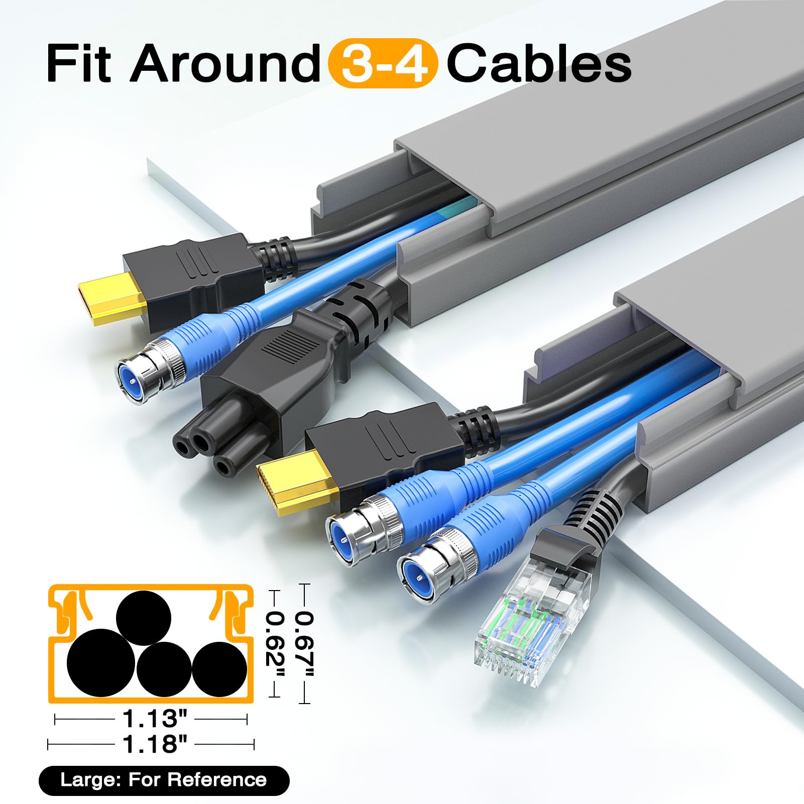 Foto 4 pulgar | Sistema De Gestión De Cables Cord Hider Delamu De 4 M, Color Gris, Para Tv En Pared - Venta Internacional.