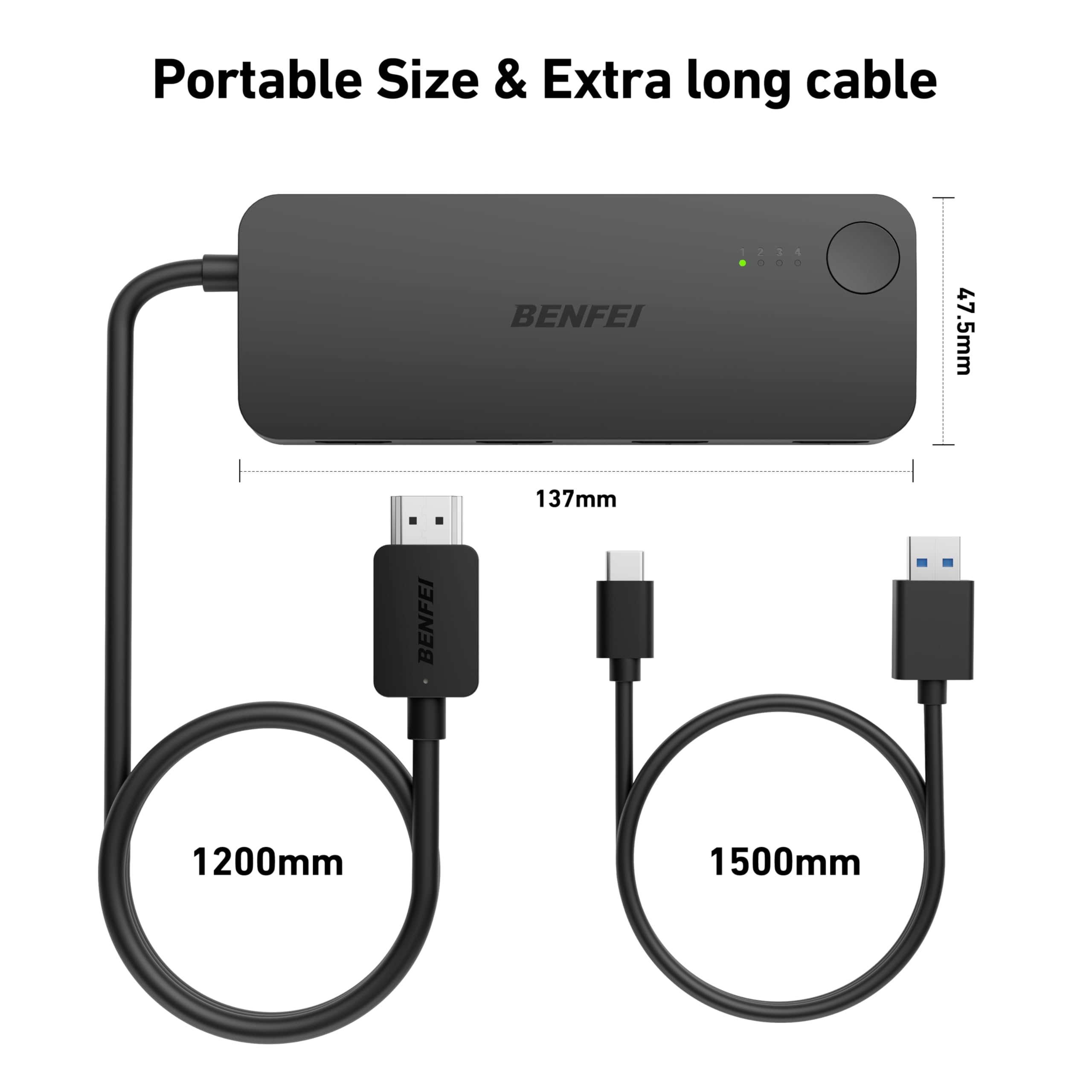 Foto 8 pulgar | Conmutador Hdmi Benfei De 4 Entradas Y 1 Salida 4k @60hz, 2k @144hz Con Hdmi De 30 M - Venta Internacional.