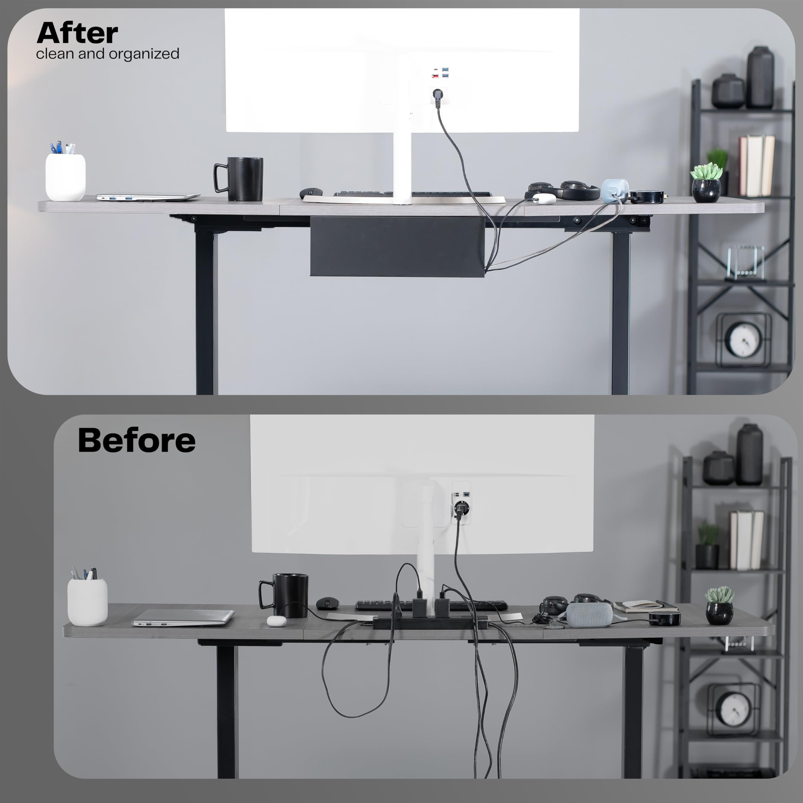 Foto 4 | Bandejas De Gestión De Cables Vivo Para Debajo Del Escritorio, 43 Cm, Negras, Paquete De 2 - Venta Internacional.