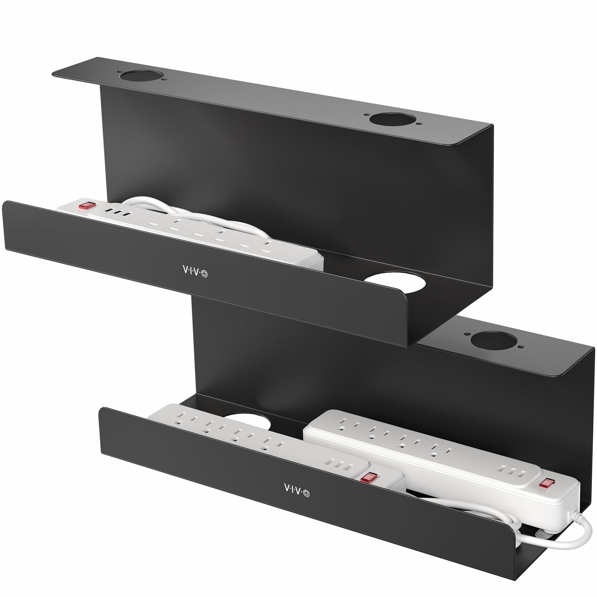 Bandejas De Gestión De Cables Vivo Para Debajo Del Escritorio, 43 Cm, Extra Profundas, Paquete De 2 - Venta Internaci