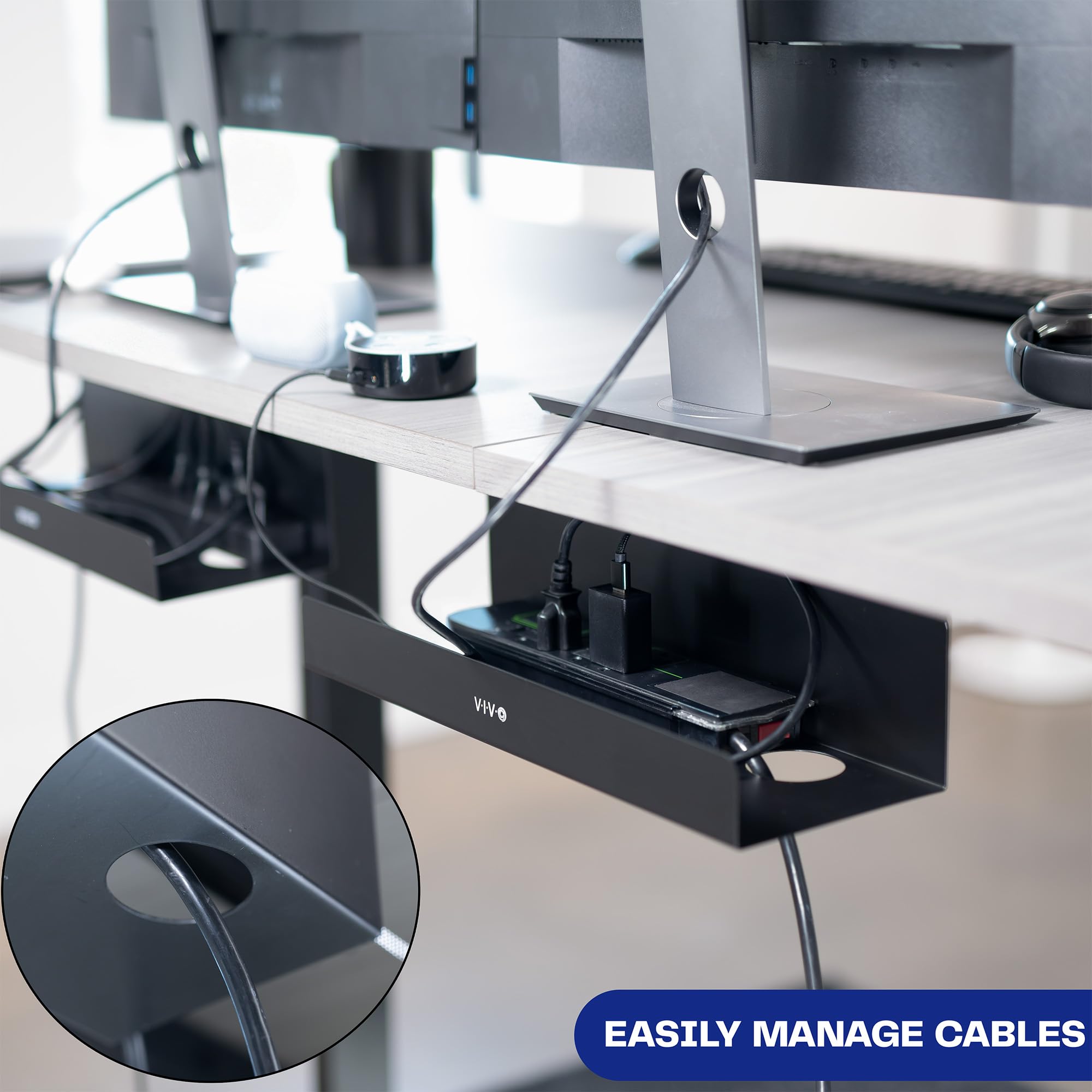 Foto 6 | Bandejas De Gestión De Cables Vivo Para Debajo Del Escritorio, 43 Cm, Extra Profundas, Paquete De 2 - Venta Internaci