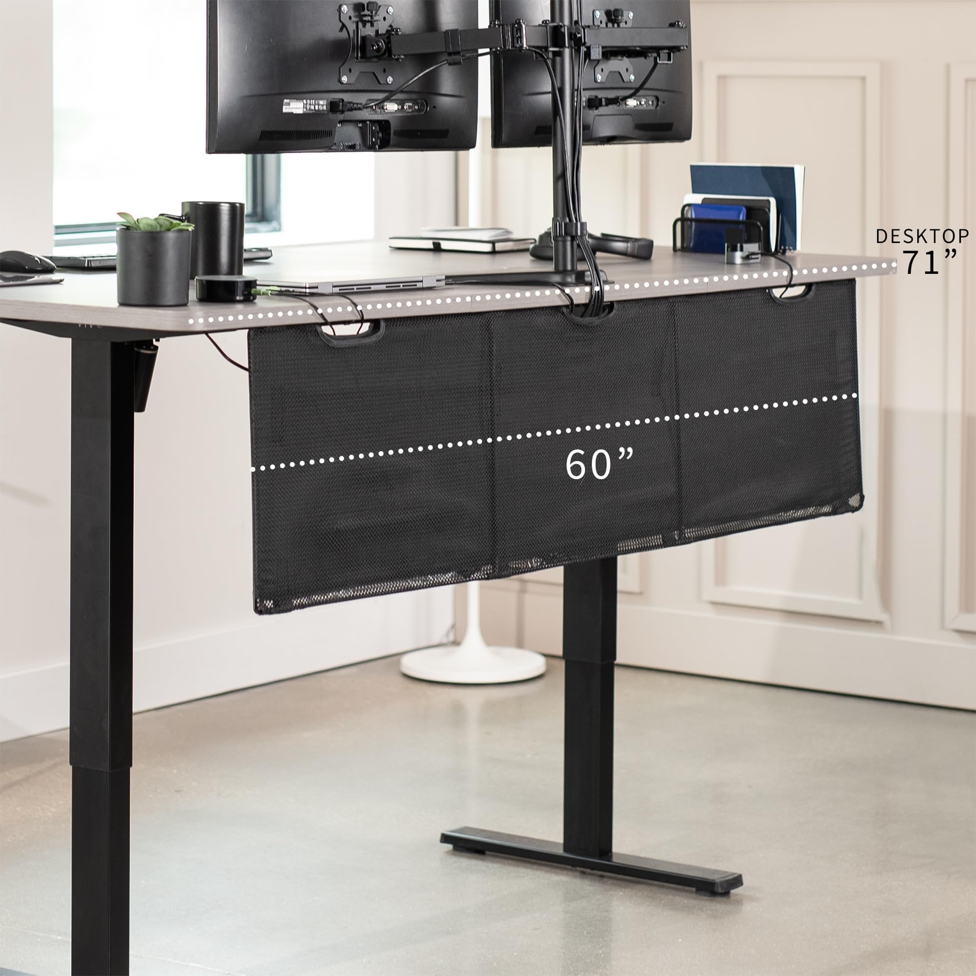 Foto 6 pulgar | Faldón De Escritorio Vivo Desk-skirt-60 Para Debajo Del Escritorio, Privacidad, Negro, 60 Cm - Venta Internacional.