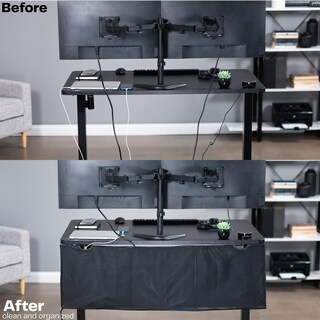 Foto 2 | Faldón De Escritorio Vivo Desk-skirt-48 Negro De 122 Cm Con Gestión De Cables - Venta Internacional.