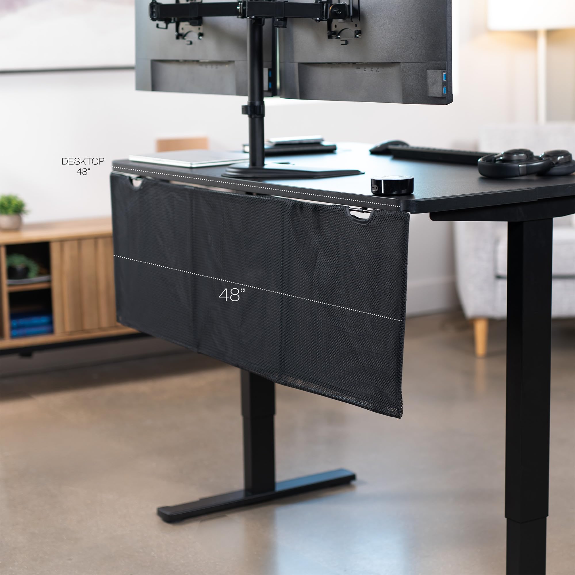Foto 5 pulgar | Faldón De Escritorio Vivo Desk-skirt-48 Negro De 122 Cm Con Gestión De Cables - Venta Internacional.