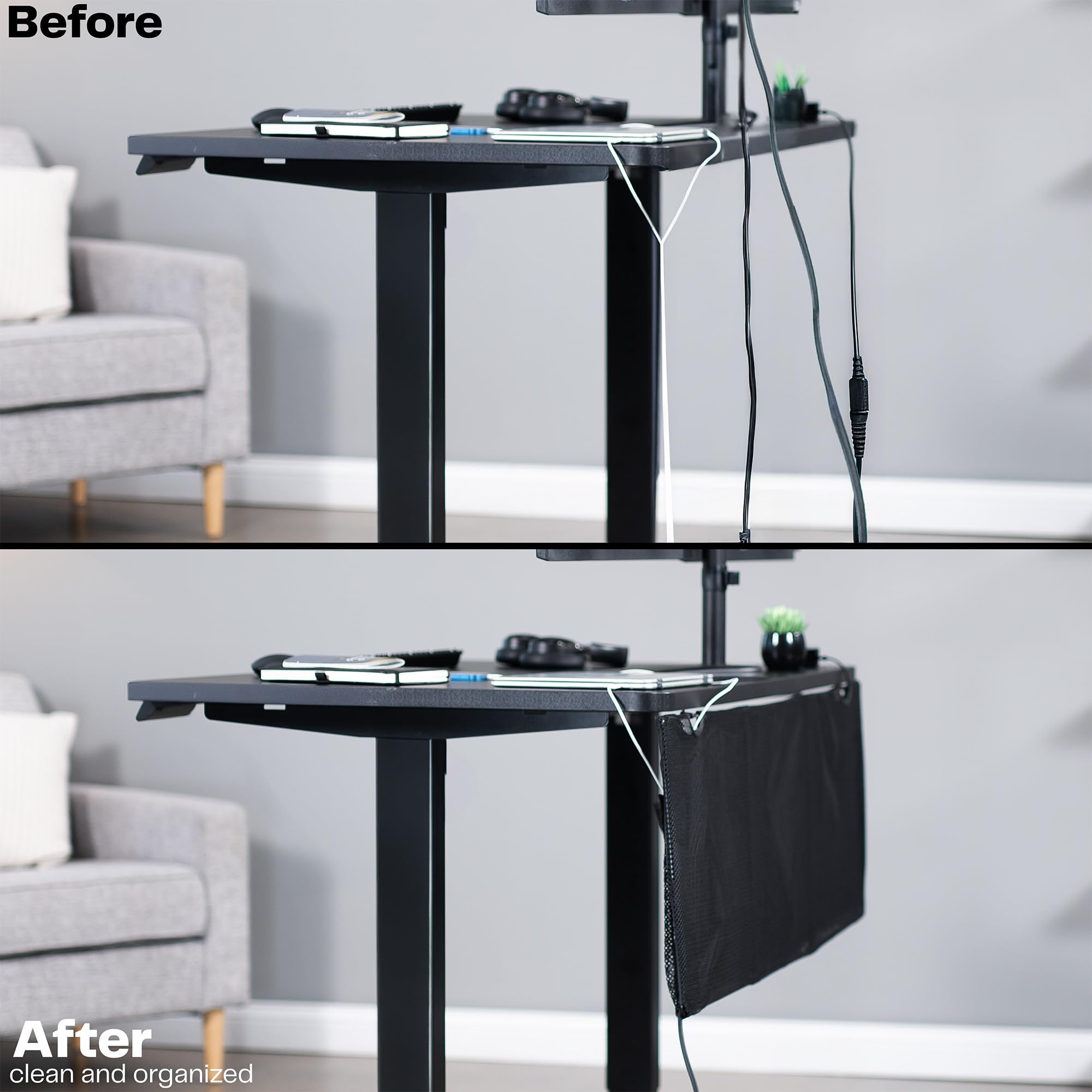 Foto 5 | Faldón De Escritorio Vivo Desk-skirt-48 Negro De 122 Cm Con Gestión De Cables - Venta Internacional.