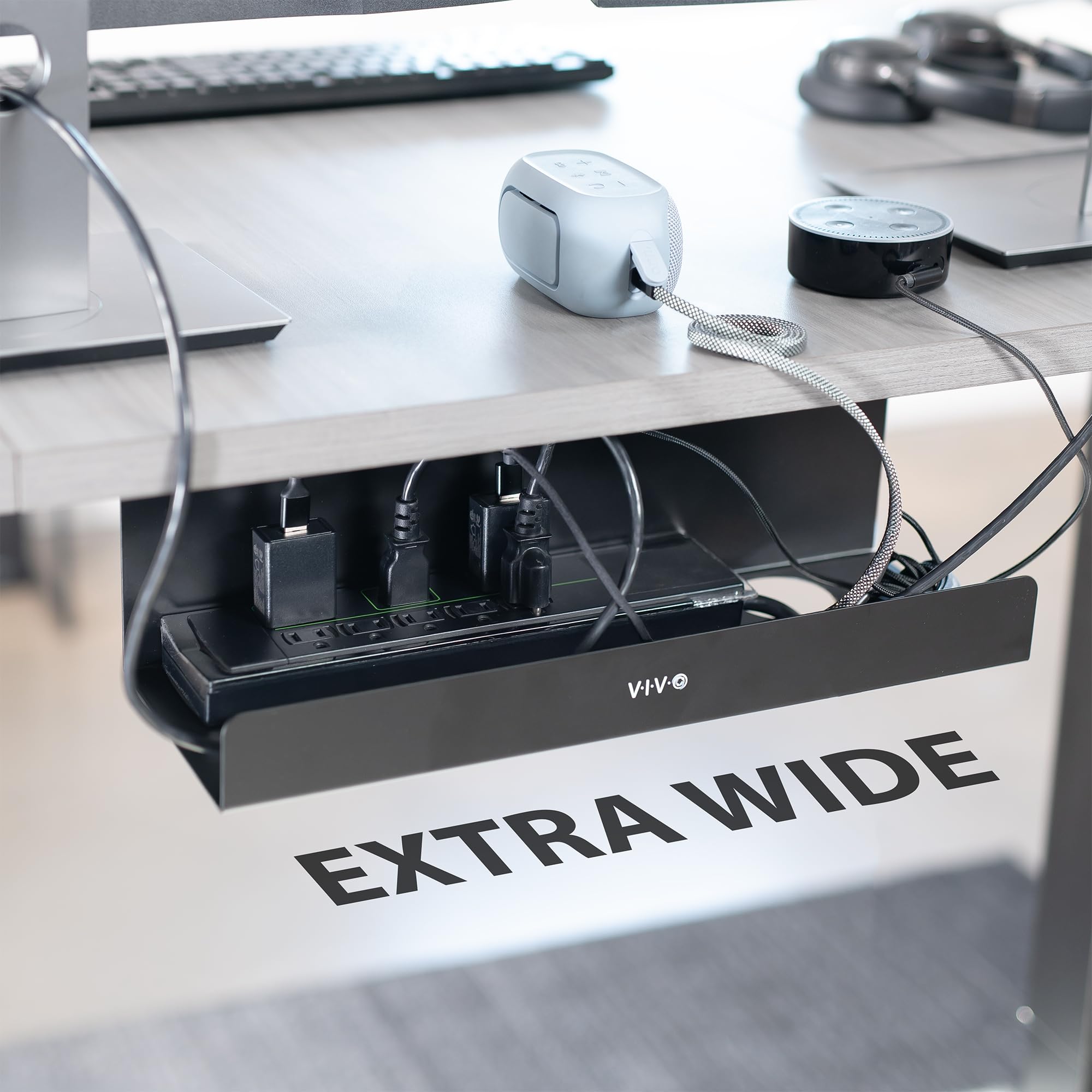 Foto 2 | Bandeja De Gestión De Cables Vivo Para Debajo Del Escritorio, Extra Profunda, 43 Cm, Negra - Venta Internacional.