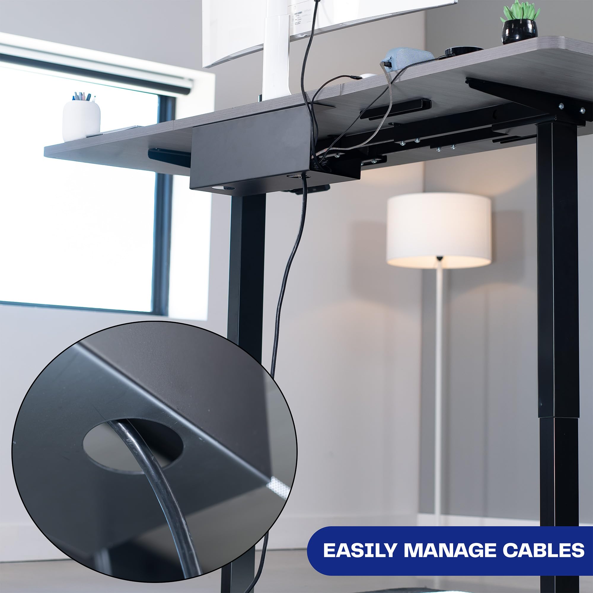 Foto 6 | Bandeja De Gestión De Cables Vivo Para Debajo Del Escritorio, Extra Profunda, 43 Cm, Negra - Venta Internacional.