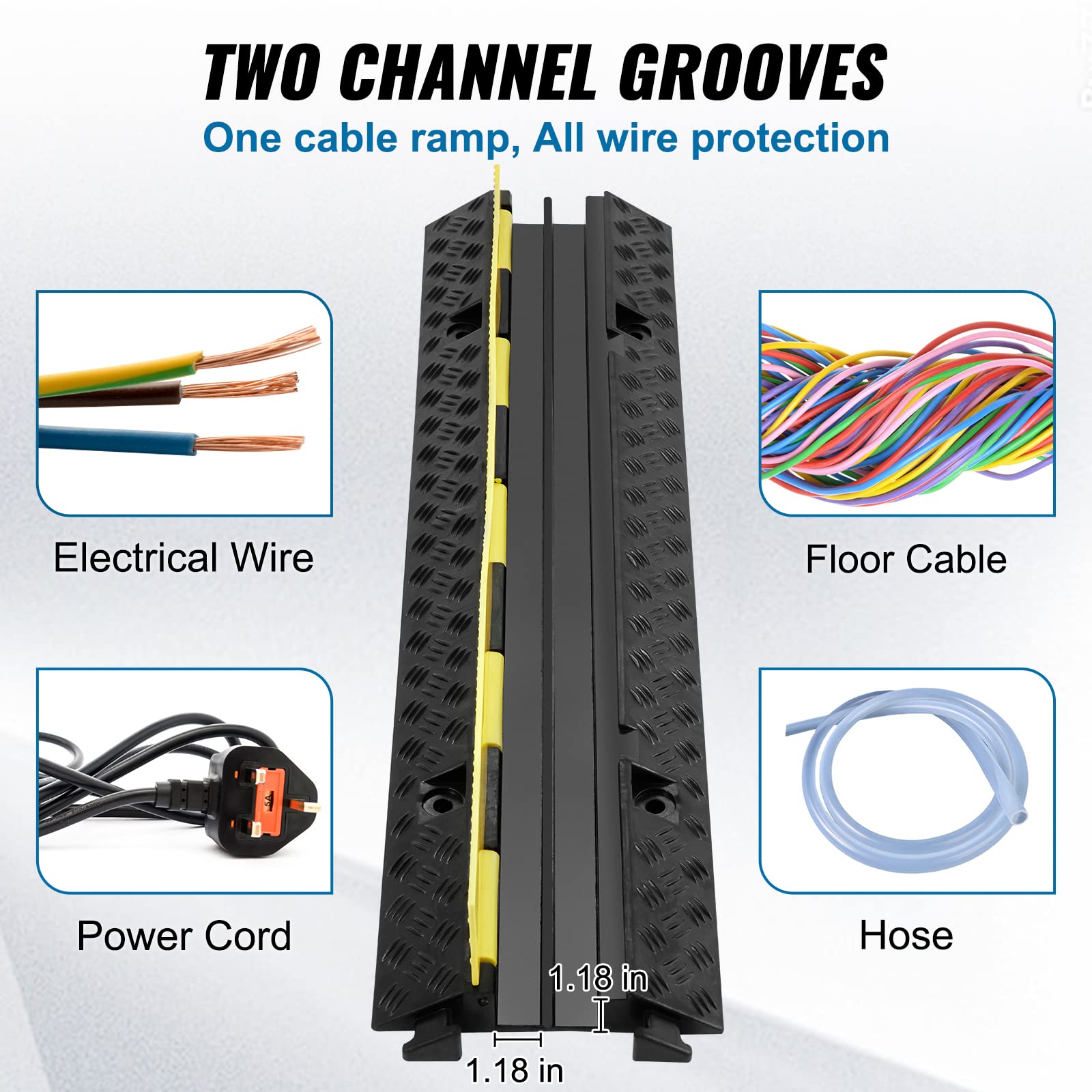 Foto 4 pulgar | Protector De Cable Ramp Vevor De 2 Canales, Capacidad De 12000 Libras - Venta Internacional.