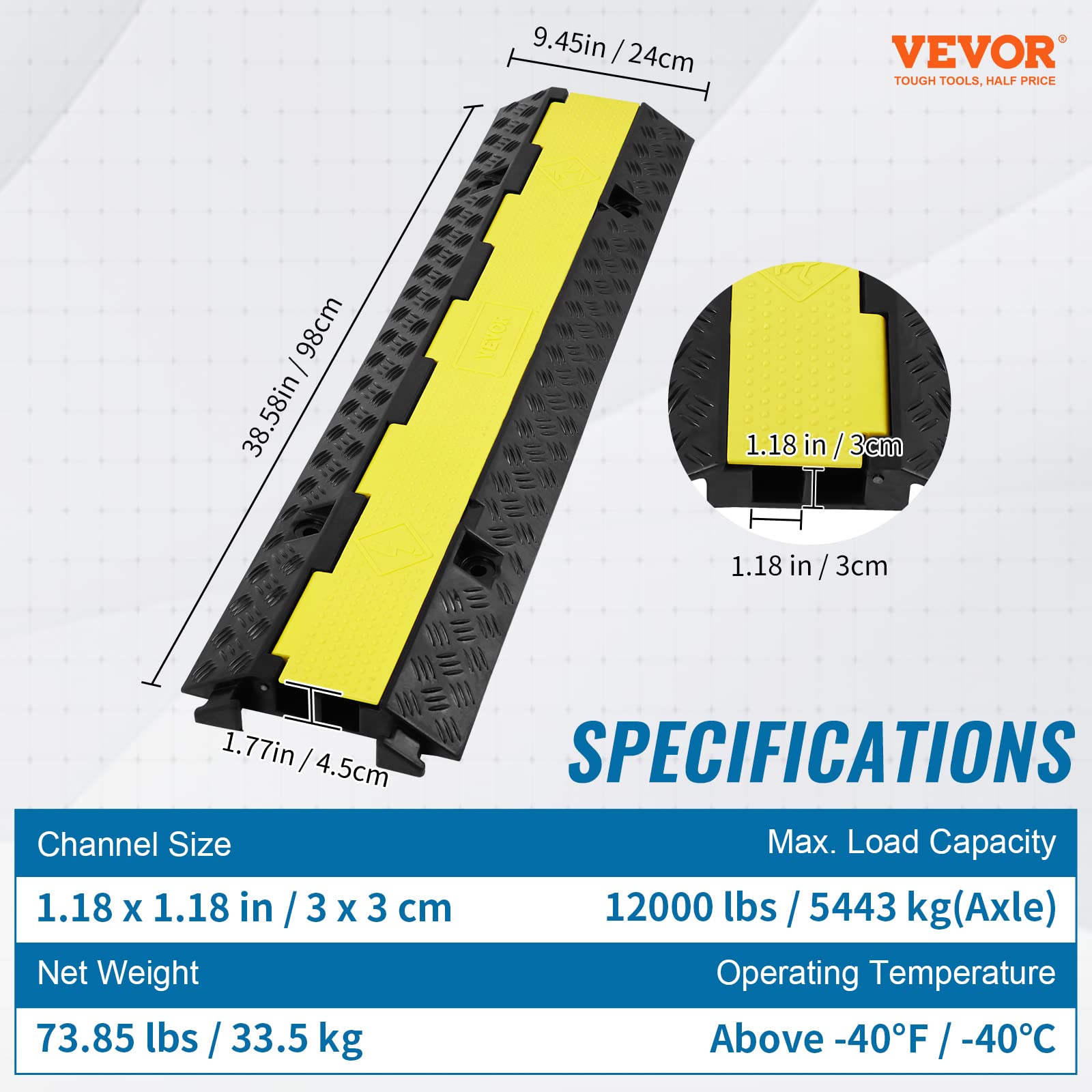 Foto 8 pulgar | Protector De Cable Ramp Vevor De 2 Canales, Capacidad De 12000 Libras - Venta Internacional.