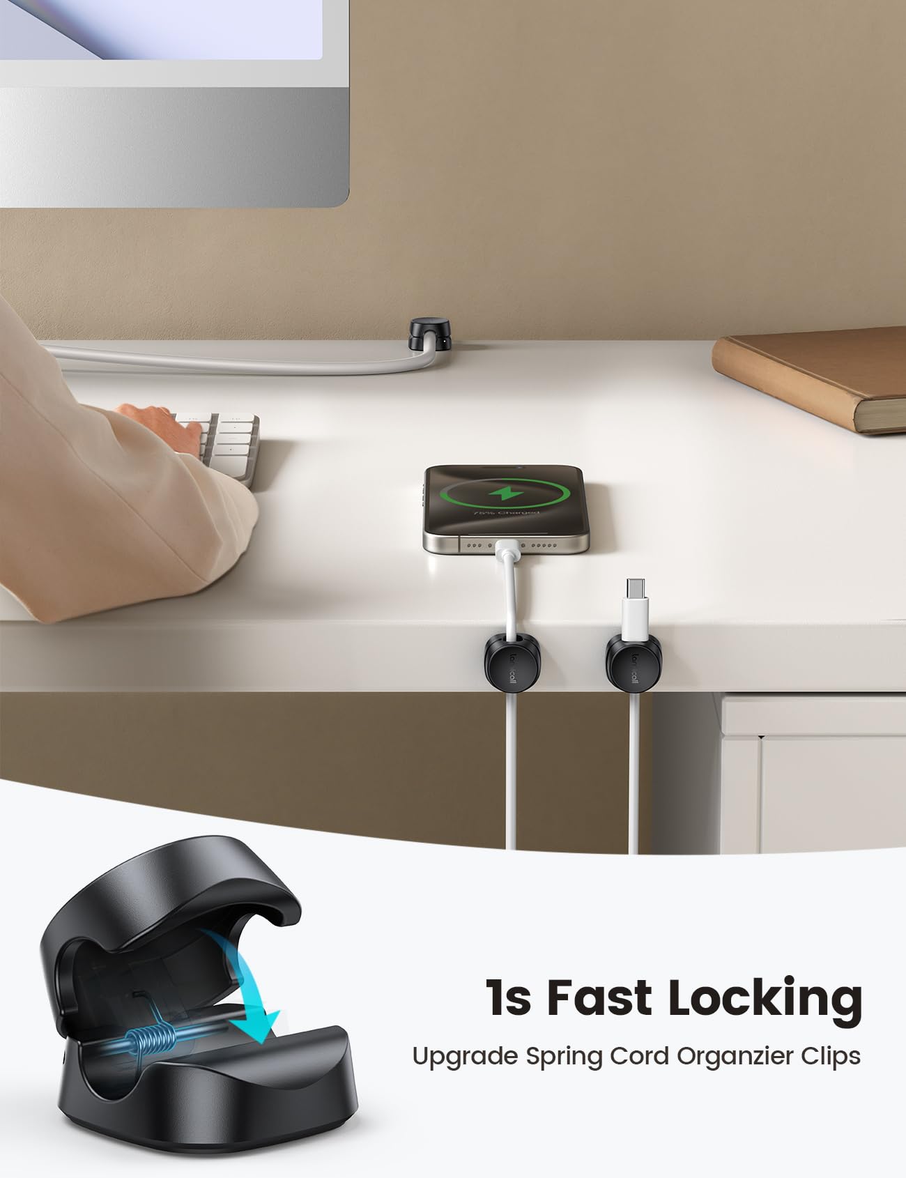 Foto 2 | Cord Organizer Lamicall Spring, Clips Para Sujetacables, Paquete De 6 - Venta Internacional.