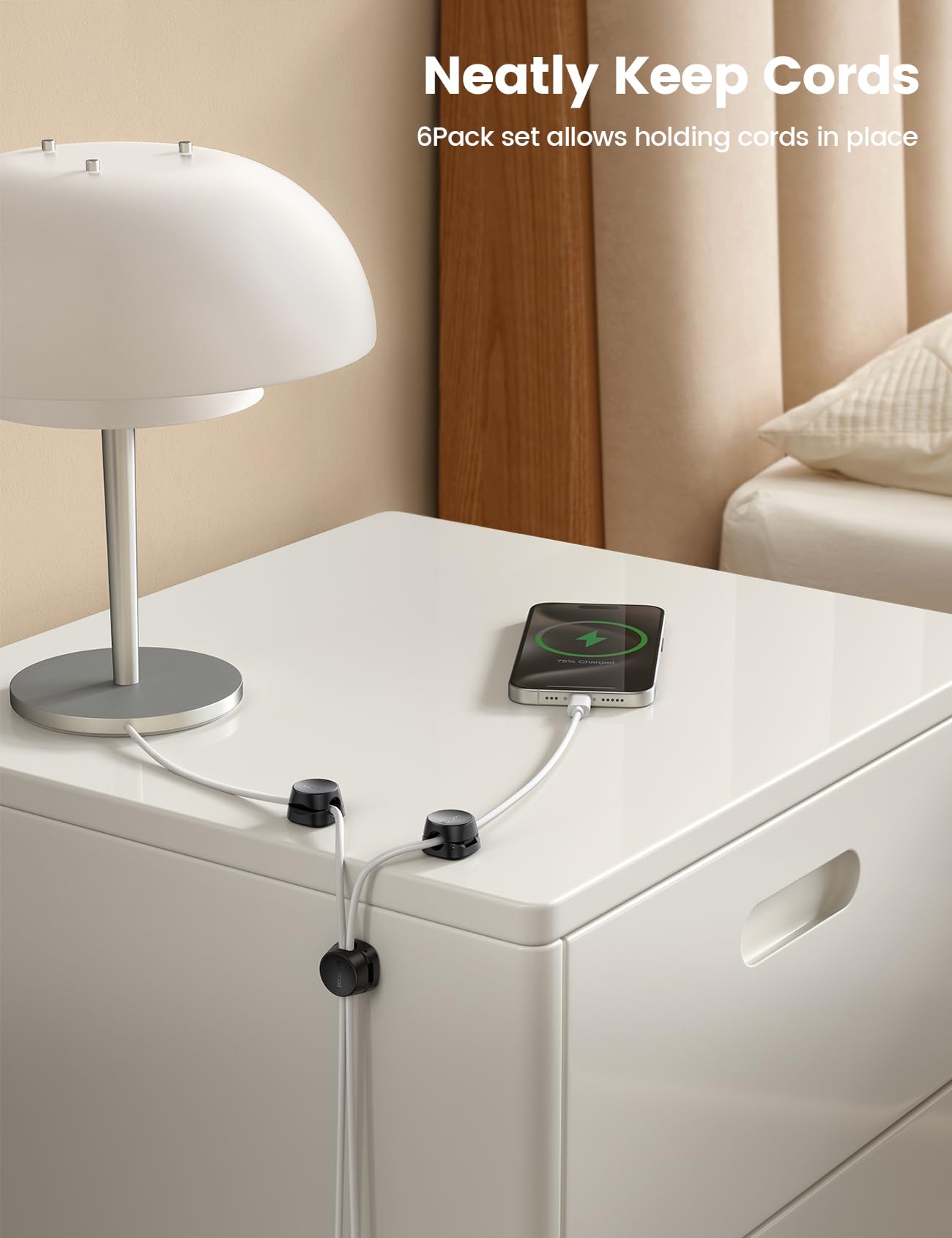 Foto 4 pulgar | Cord Organizer Lamicall Spring, Clips Para Sujetacables, Paquete De 6 - Venta Internacional.