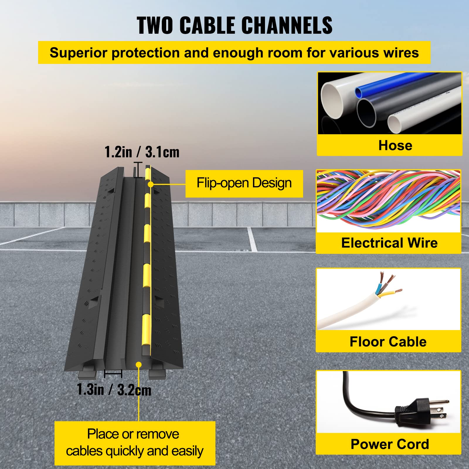 Foto 3 | Protector De Cable Ramp Vevor, 2 Canales, Goma, 5 Paquetes - Venta Internacional.