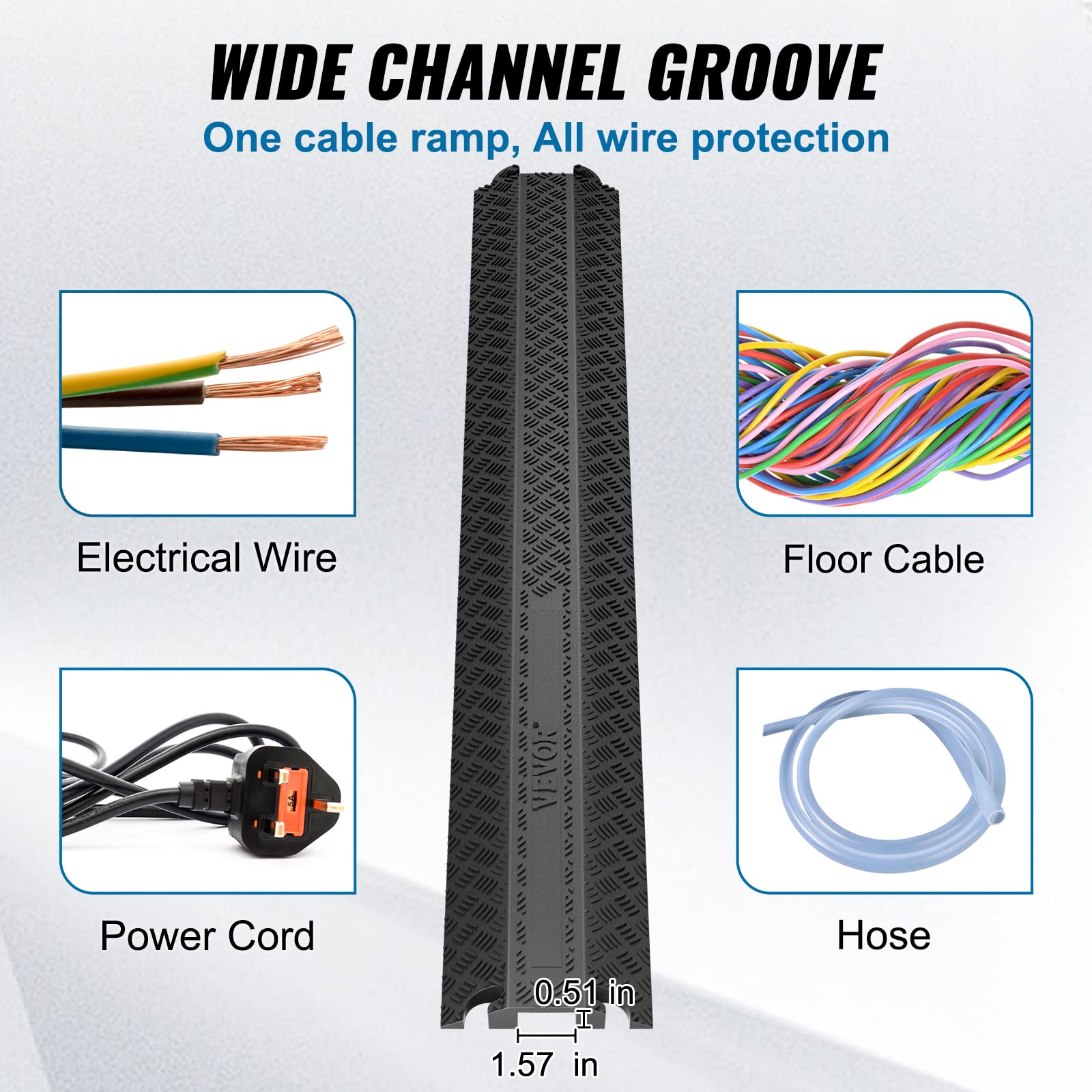 Foto 3 | Cubierta De Cable Ramp Vevor, Caucho Termoplástico, Carga 2000 Libras, 3 Unidades - Venta Internacional.