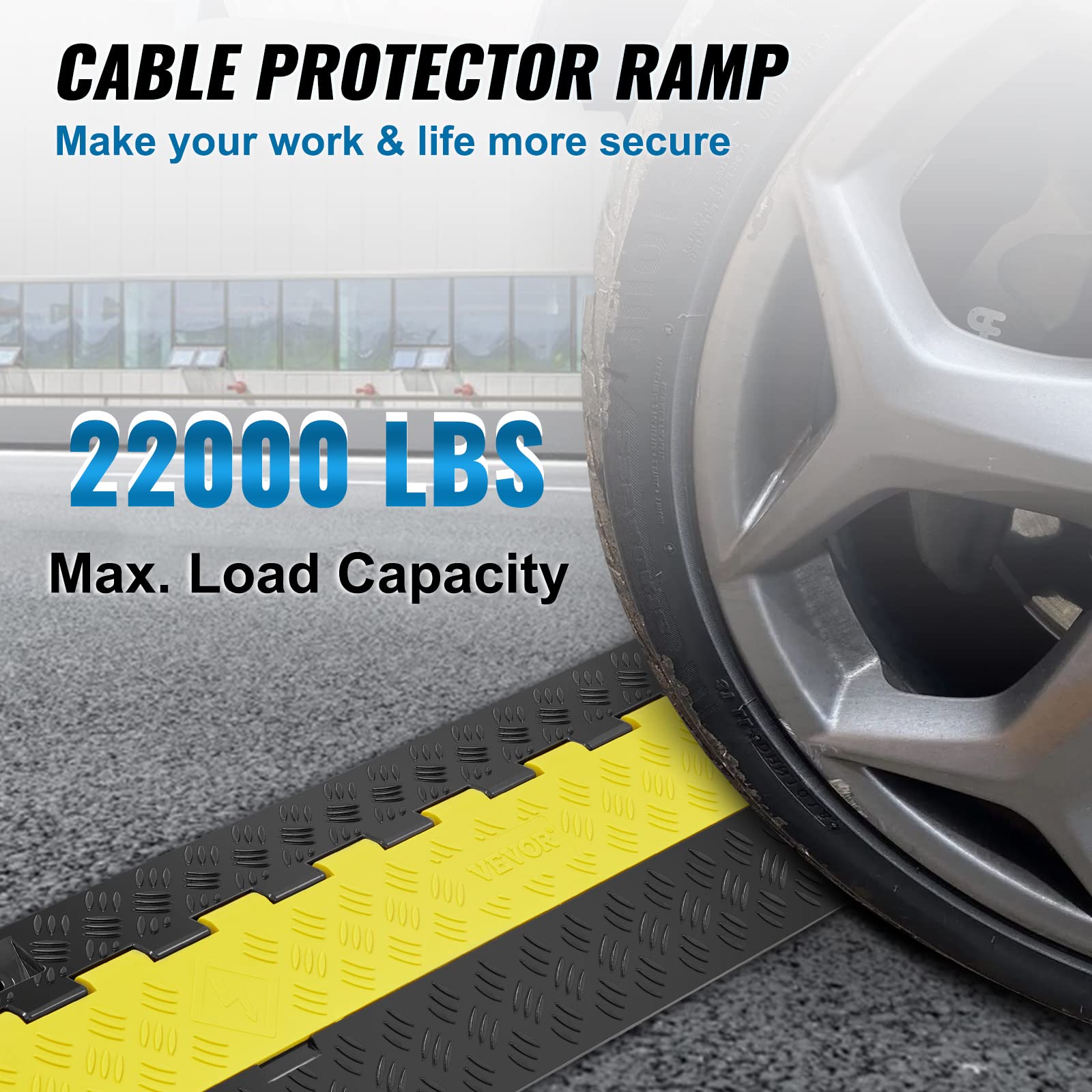 Foto 3 pulgar | Protector De Cable Ramp Vevor, 2 Canales, 10.000 Kg De Capacidad, Tpu - Venta Internacional.