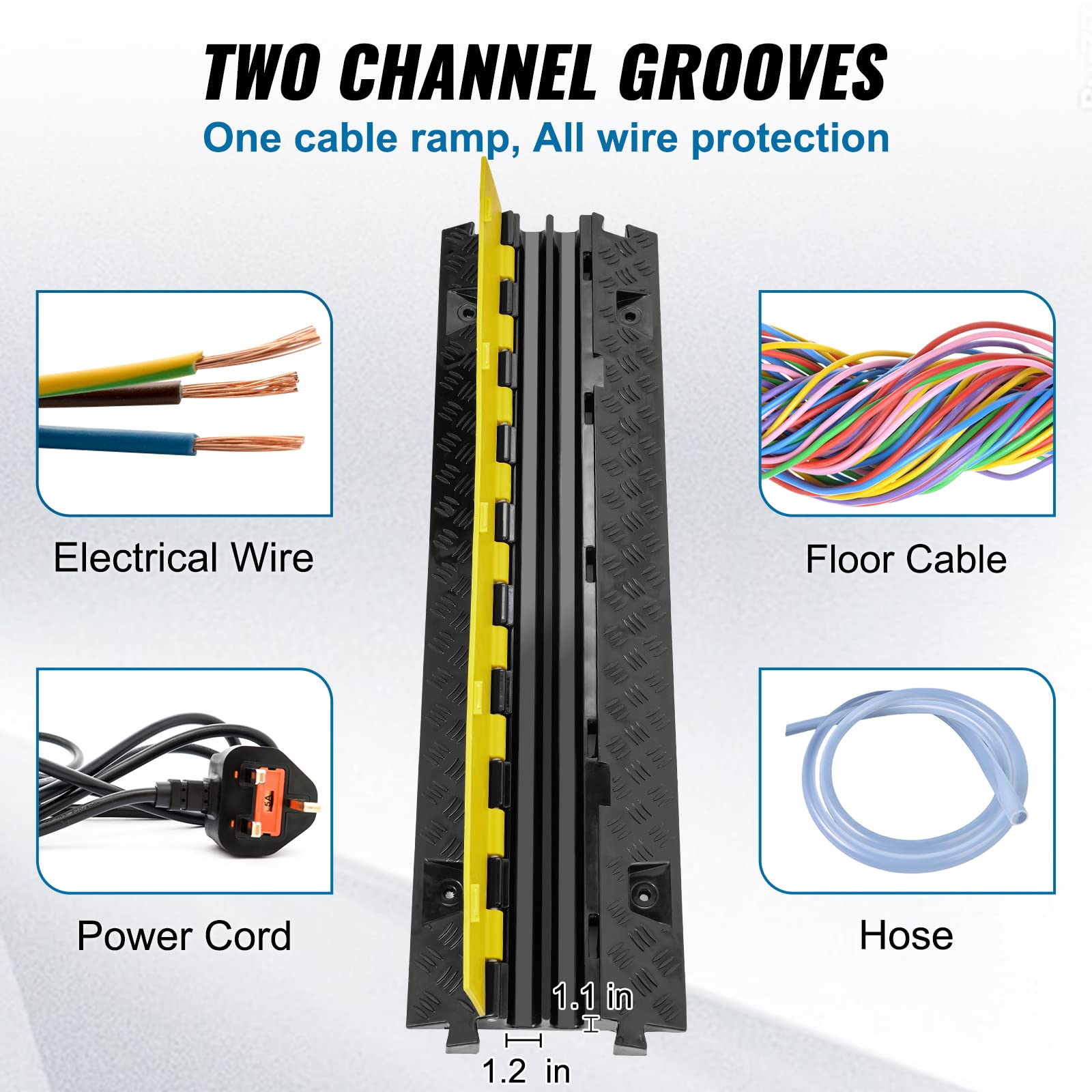 Foto 4 pulgar | Protector De Cable Ramp Vevor, 2 Canales, 10.000 Kg De Capacidad, Tpu - Venta Internacional.