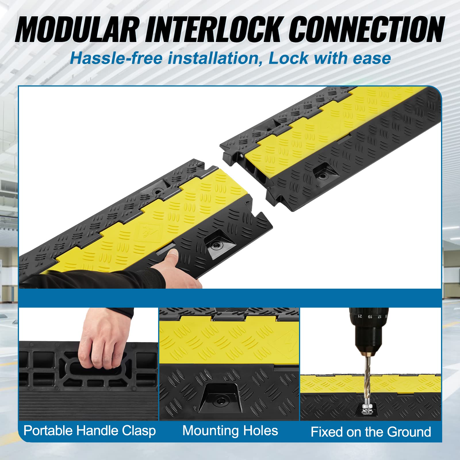 Foto 7 pulgar | Protector De Cable Ramp Vevor, 2 Canales, 10.000 Kg De Capacidad, Tpu - Venta Internacional.