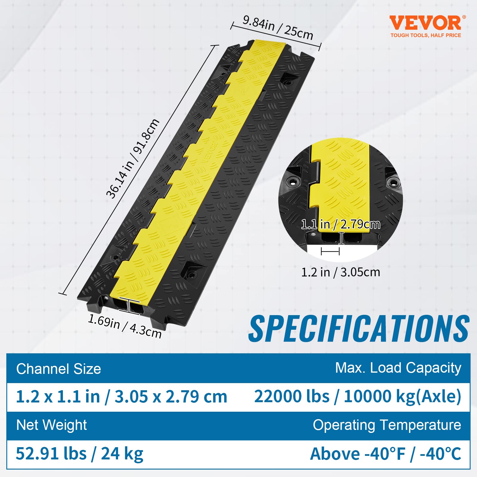 Foto 8 pulgar | Protector De Cable Ramp Vevor, 2 Canales, 10.000 Kg De Capacidad, Tpu - Venta Internacional.
