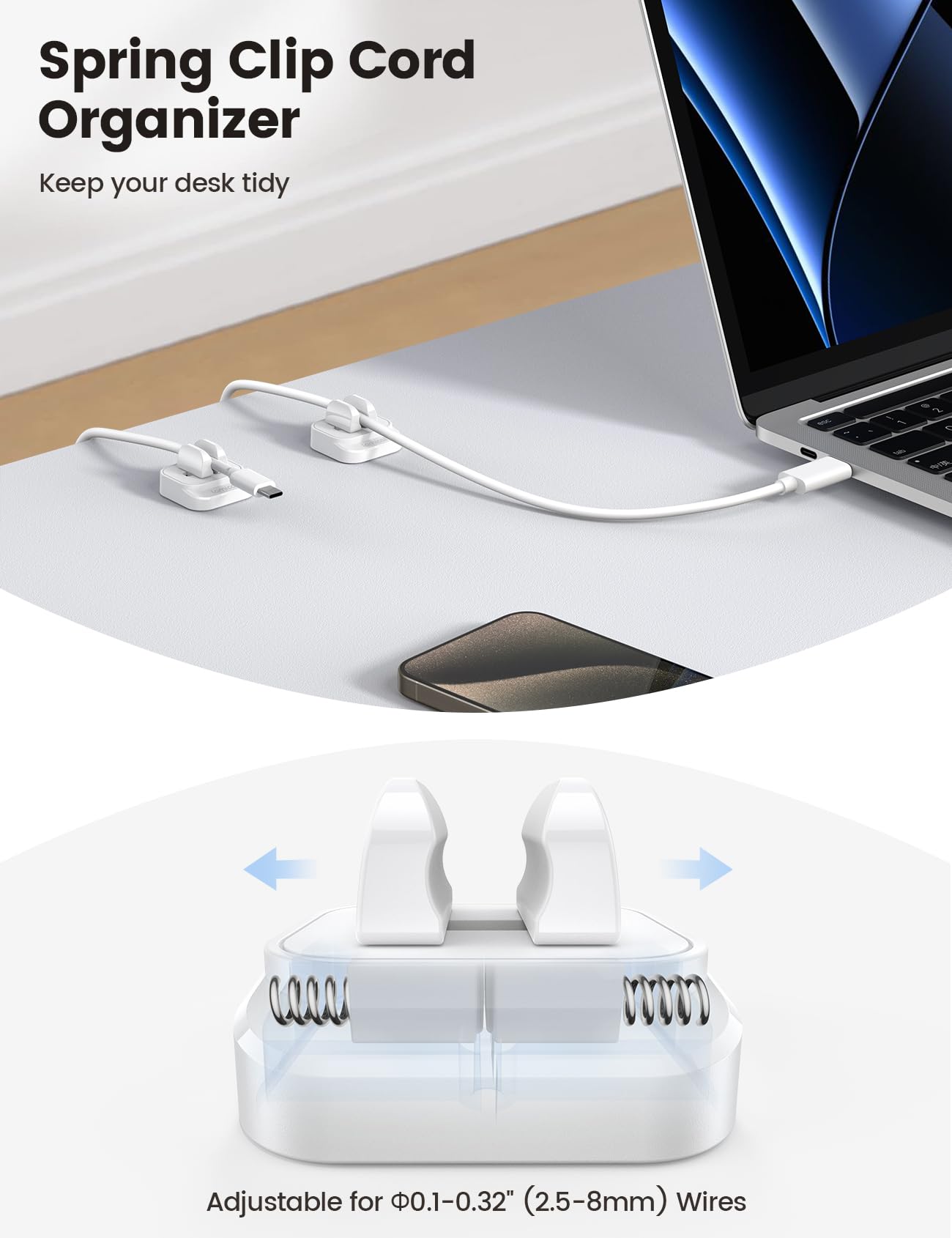 Foto 2 | Clips Para Soporte De Cable Lamicall, Clip Ajustable Para Cable 10-p - Venta Internacional.