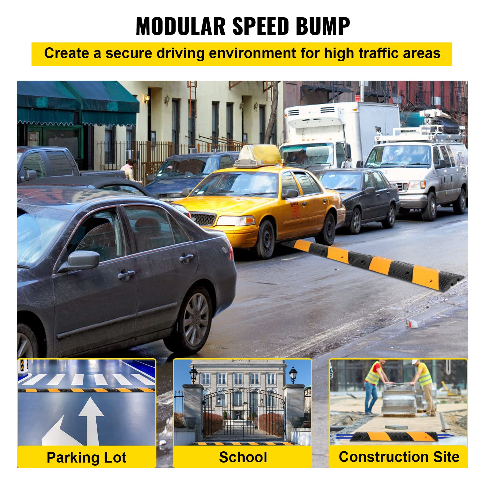 Foto 2 | Speed Bump Vevor Rubber, 2 Canales, 42 Cm, Capacidad De Carga De 22000 Kg - Venta Internacional.