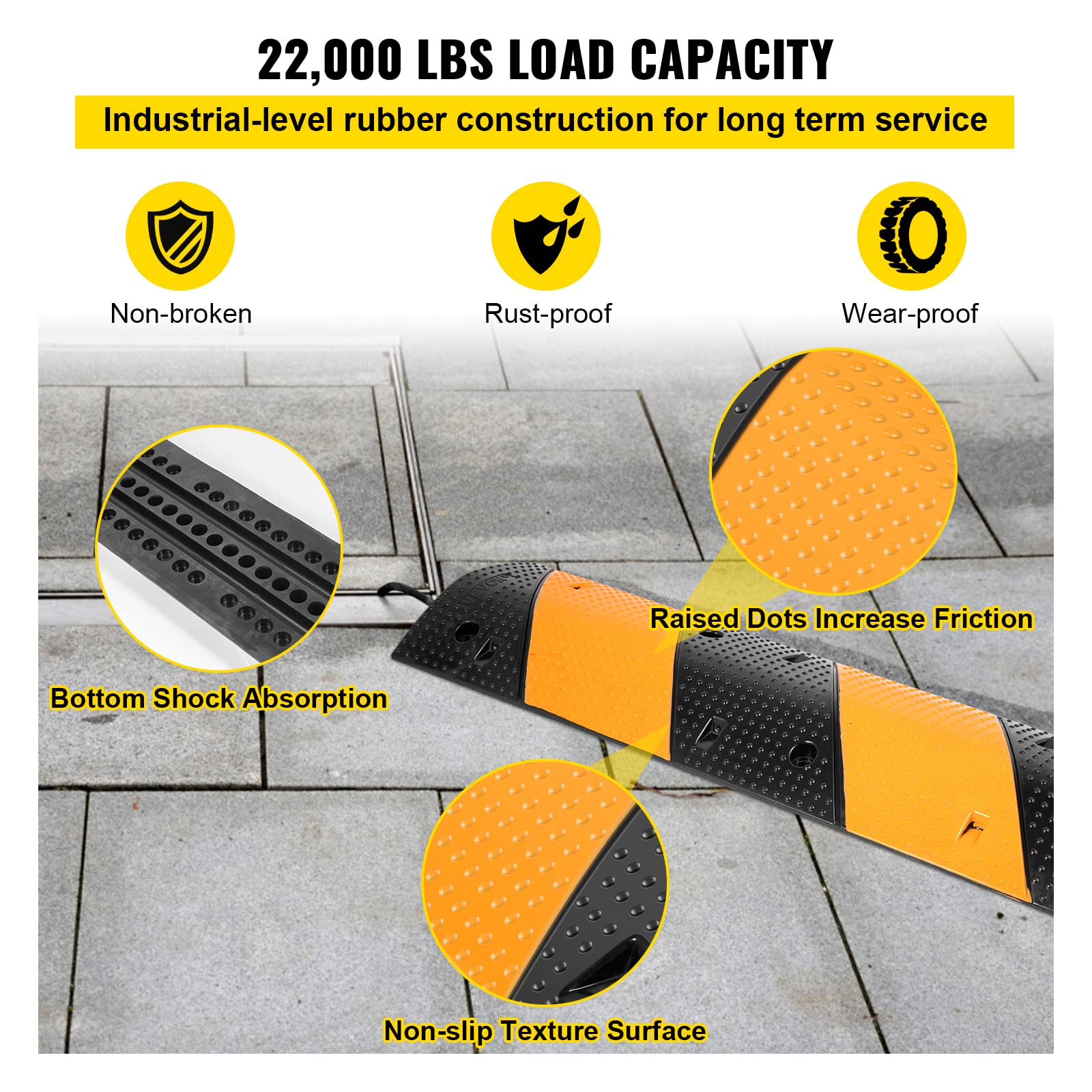 Foto 4 | Speed Bump Vevor Rubber, 2 Canales, 42 Cm, Capacidad De Carga De 22000 Kg - Venta Internacional.