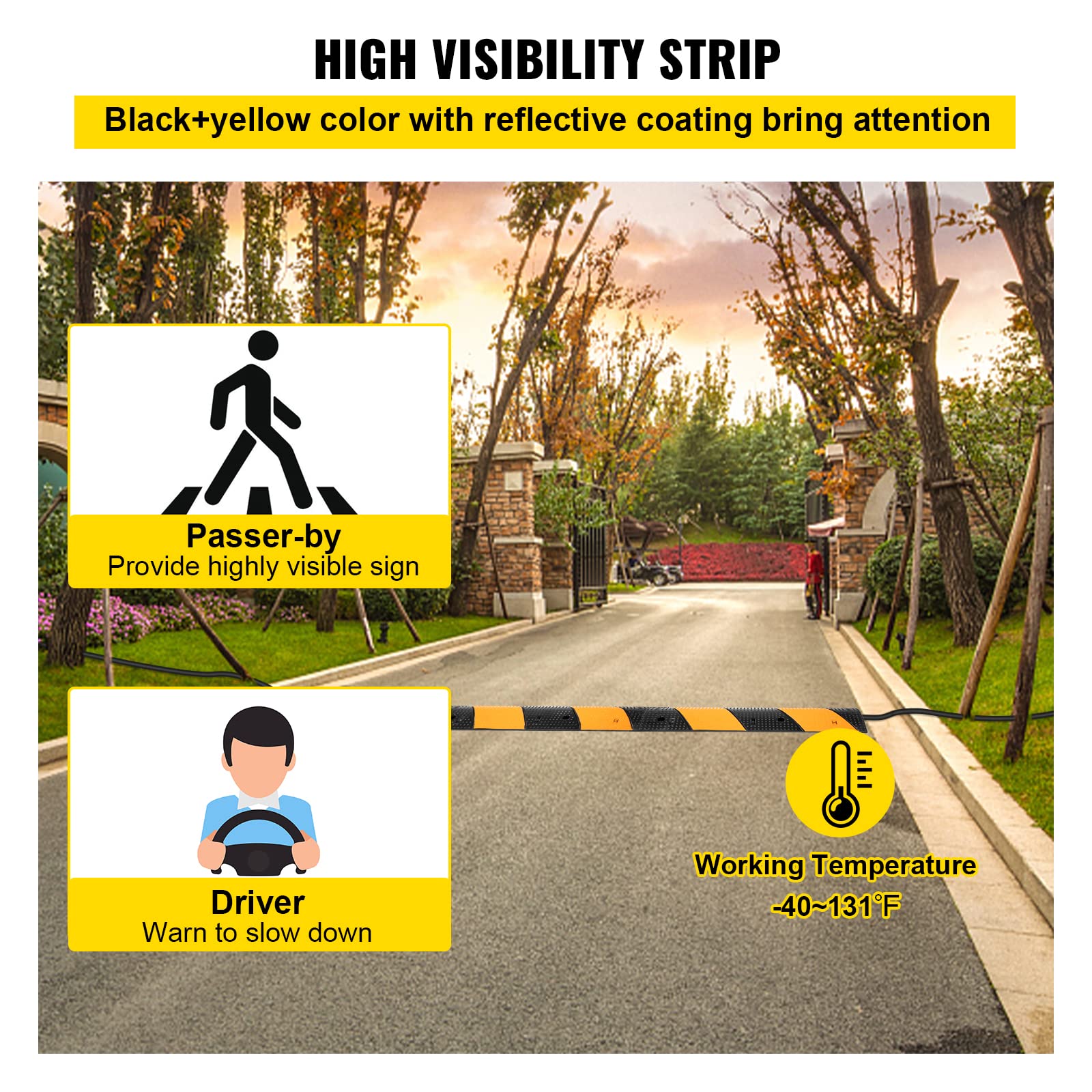 Foto 6 pulgar | Speed Bump Vevor Rubber, 2 Canales, 42 Cm, Capacidad De Carga De 22000 Kg - Venta Internacional.