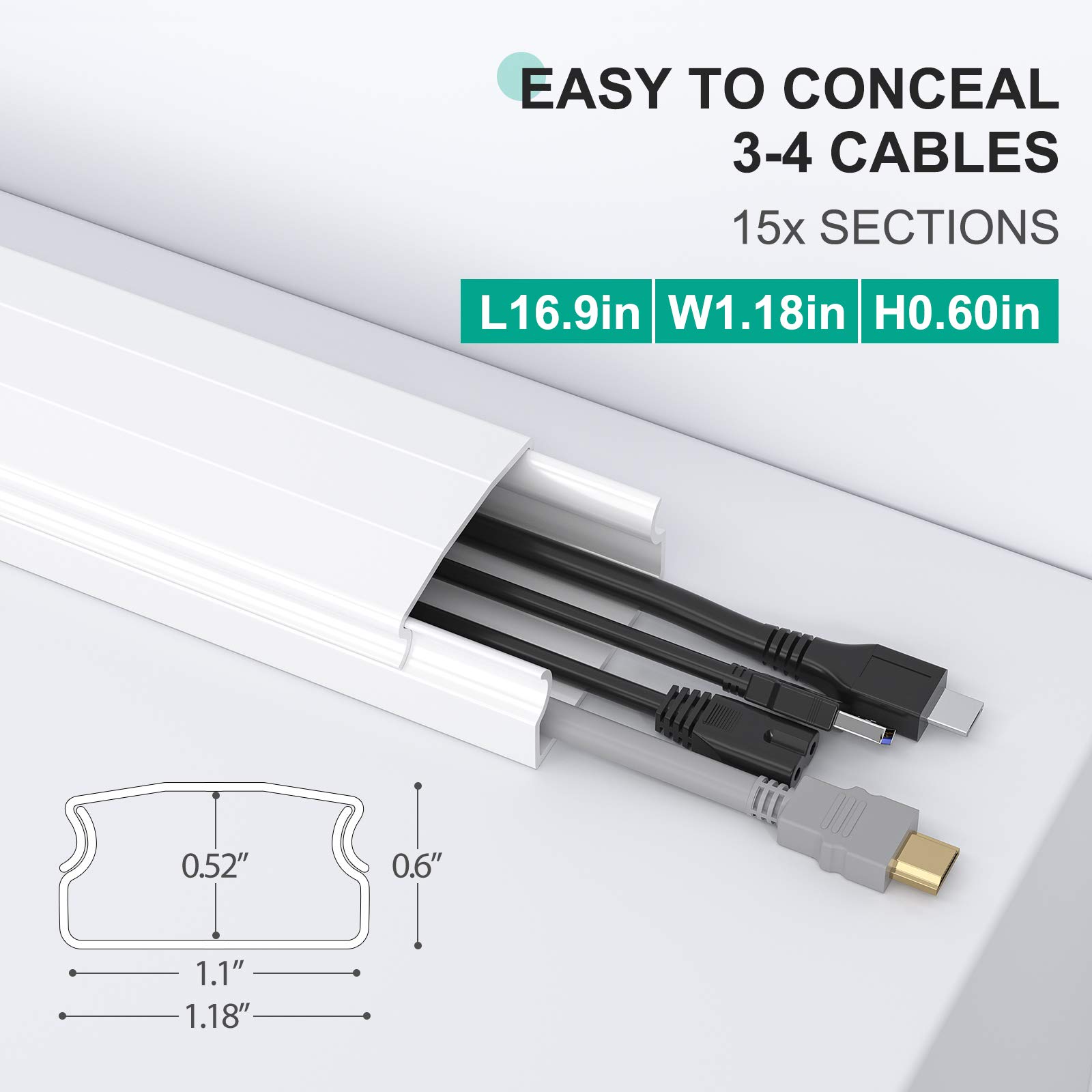 Foto 5 | Cubiertas De Cable Hider Delamu Cord Hider De 6 M Para Tv De Pared - Venta Internacional.