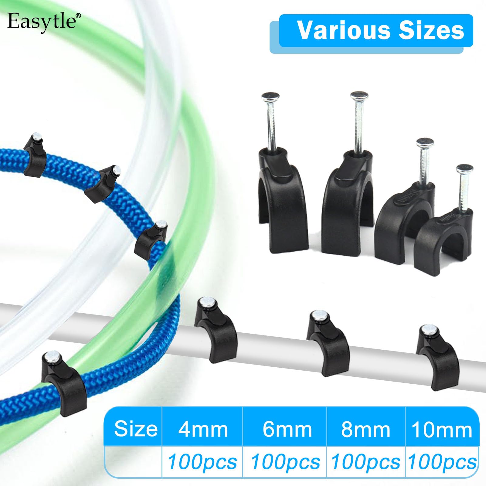 Foto 6 pulgar | Clips Easytle Black Para Gestión De Cables, 400 Unidades, Color Negro - Venta Internacional.