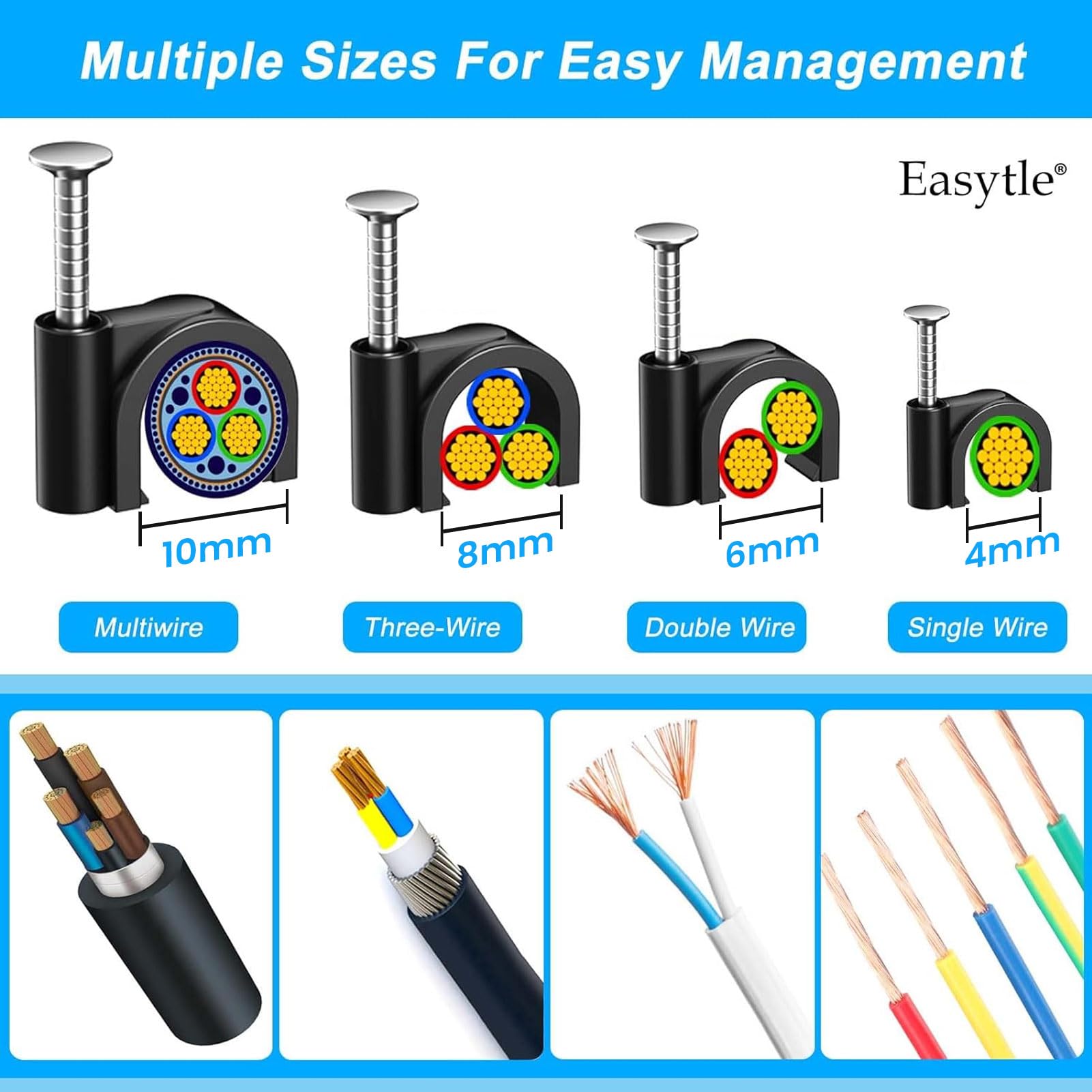 Foto 4 pulgar | Clips Easytle Black Para Gestión De Cables, 400 Unidades, Color Negro - Venta Internacional.