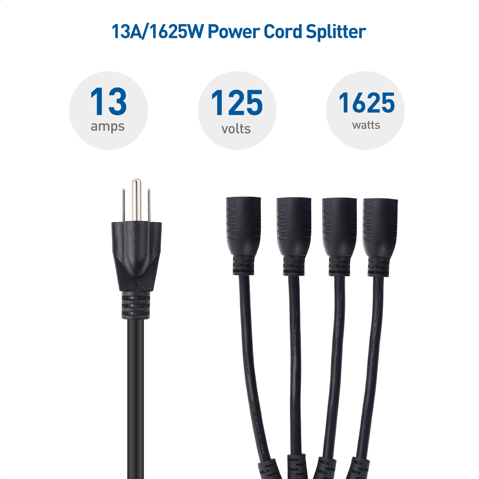 Foto 5 pulgar | Cable Divisor De Alimentación Cable Matters, Paquete De 2, 4 Salidas, 1.5 Pies - Venta Internacional.