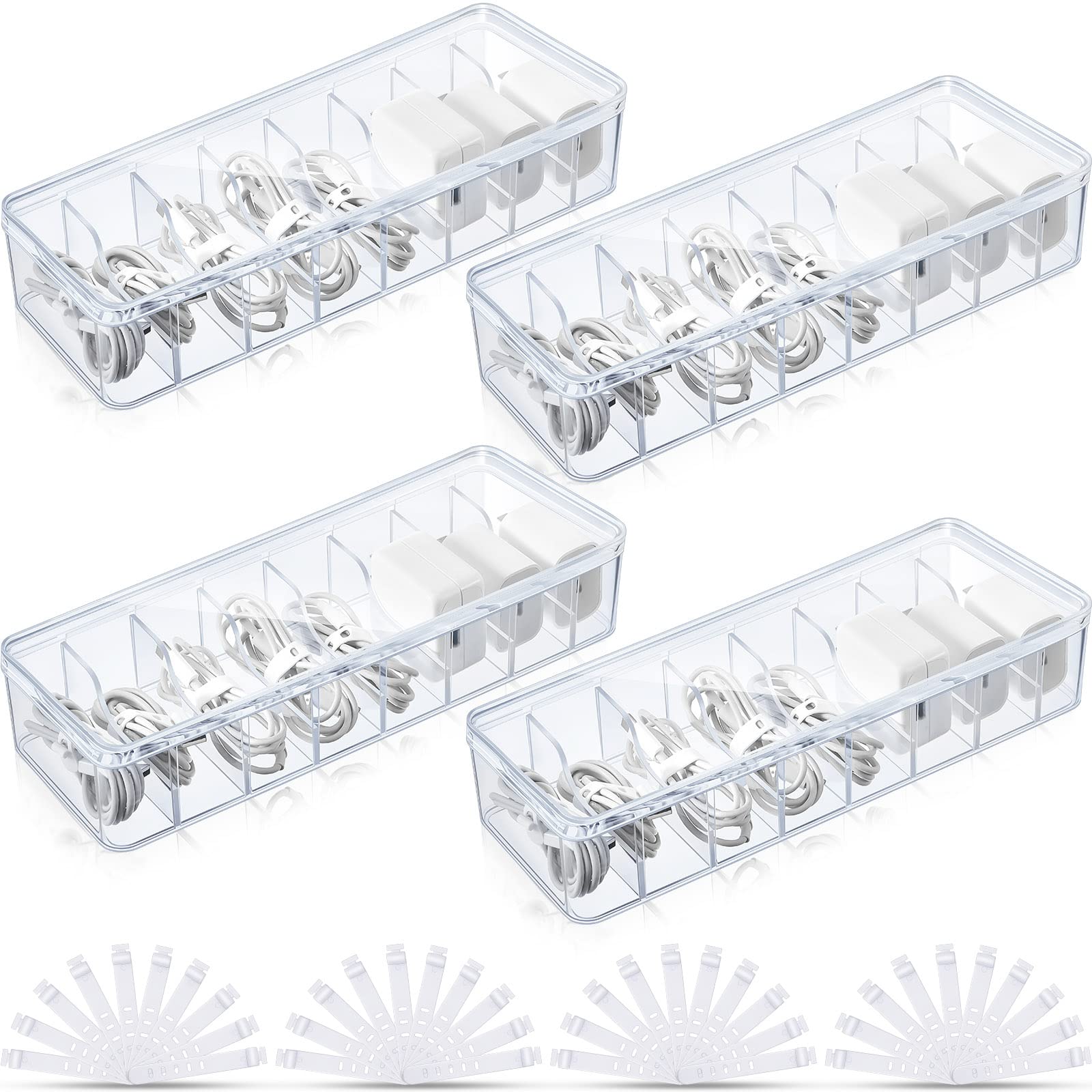 Foto 2 pulgar | Organizador De Cables Tatuo, 4 Unidades Con 40 Bridas De Plástico Transparente - Venta Internacional.