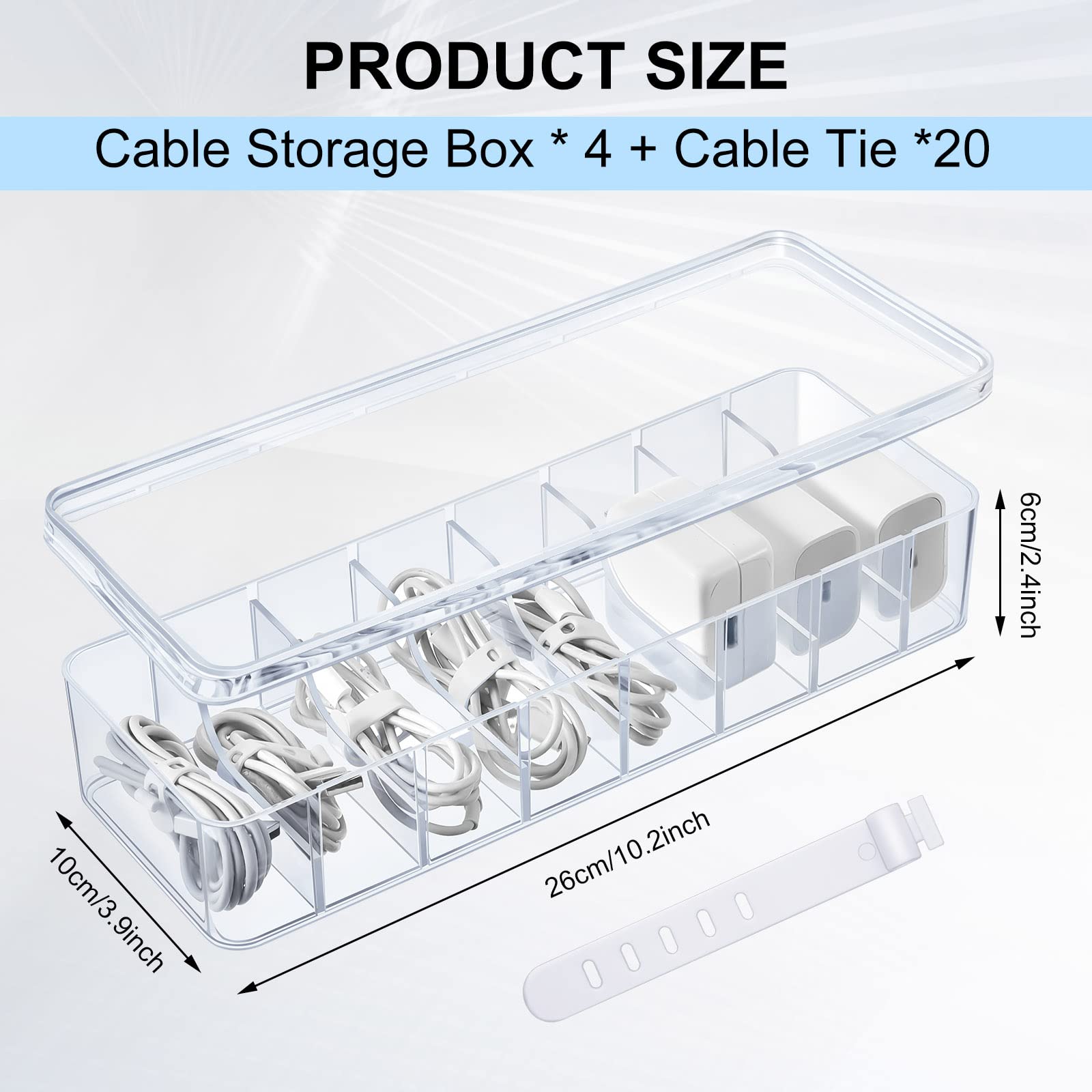 Foto 3 pulgar | Organizador De Cables Tatuo, 4 Unidades Con 40 Bridas De Plástico Transparente - Venta Internacional.