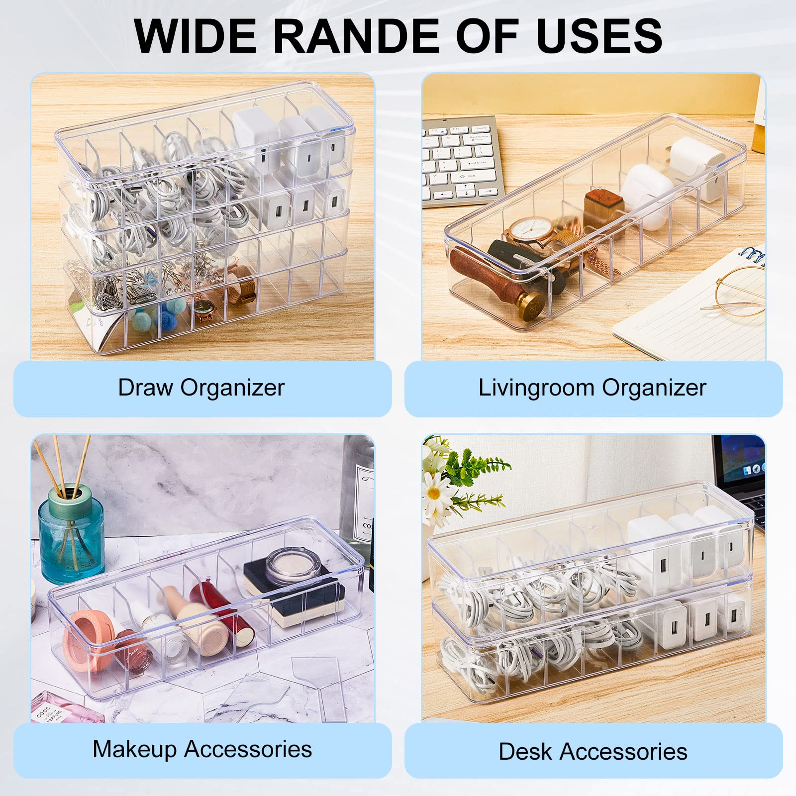 Foto 7 | Organizador De Cables Tatuo, 4 Unidades Con 40 Bridas De Plástico Transparente - Venta Internacional.