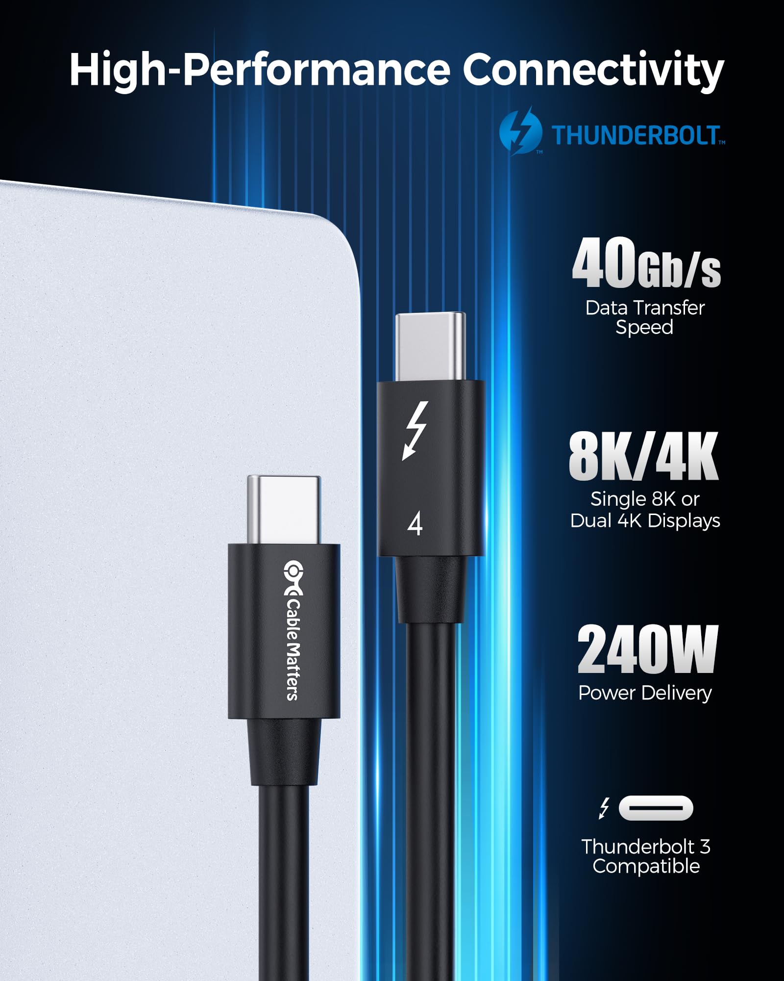 Foto 3 pulgar | Cable Thunderbolt 4 Matters De 0,3 M/1 Pie, Certificado Por Intel - Venta Internacional.