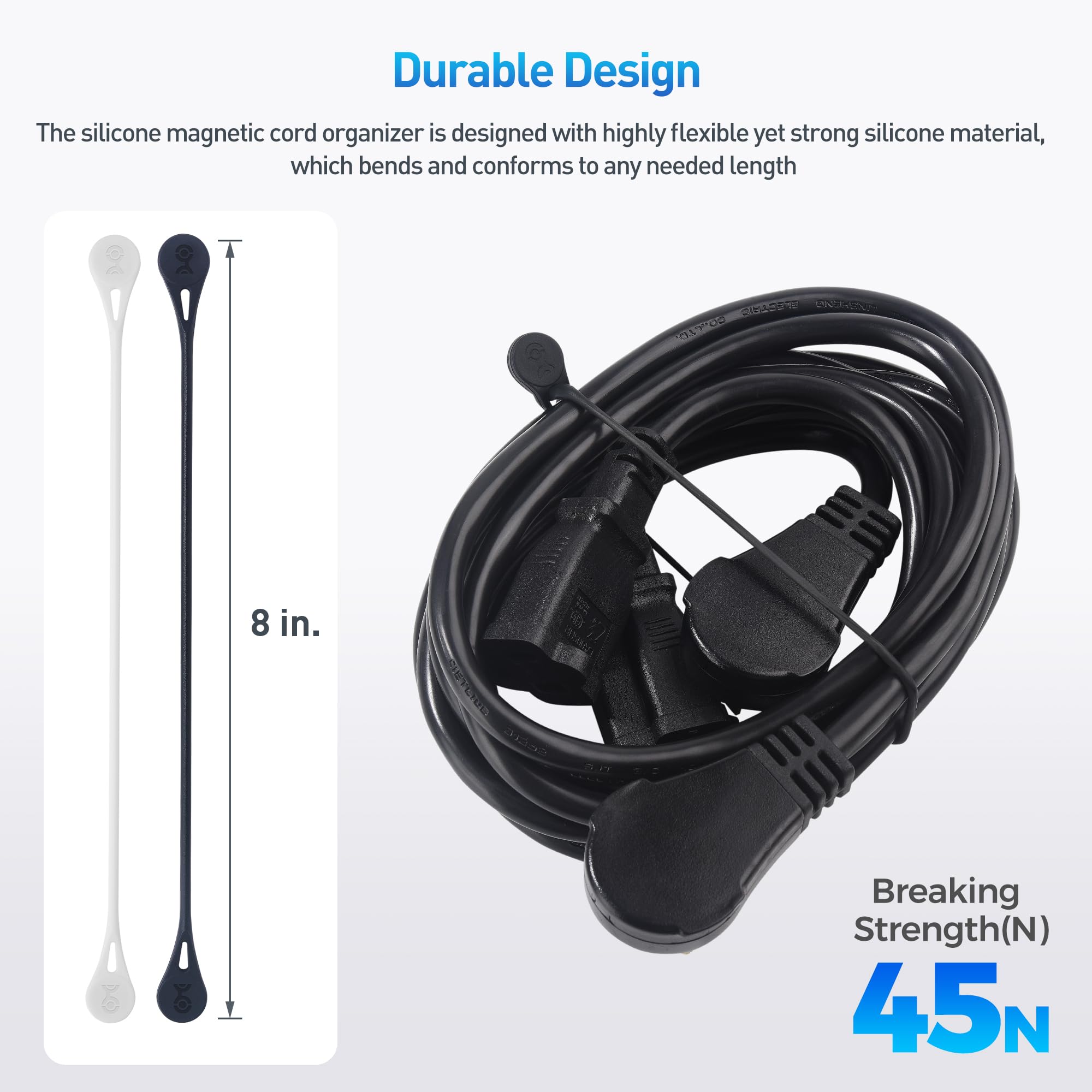 Foto 6 pulgar | Bridas Magnéticas De Silicona Cable Matters, Paquete De 20 Unidades, Negro/blanco - Venta Internacional.