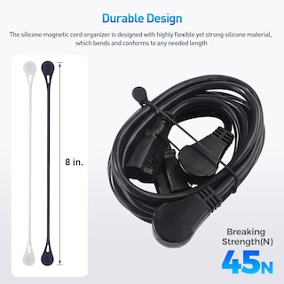 Foto 5 | Bridas Magnéticas De Silicona Cable Matters, Paquete De 20 Unidades, Negro/blanco - Venta Internacional.