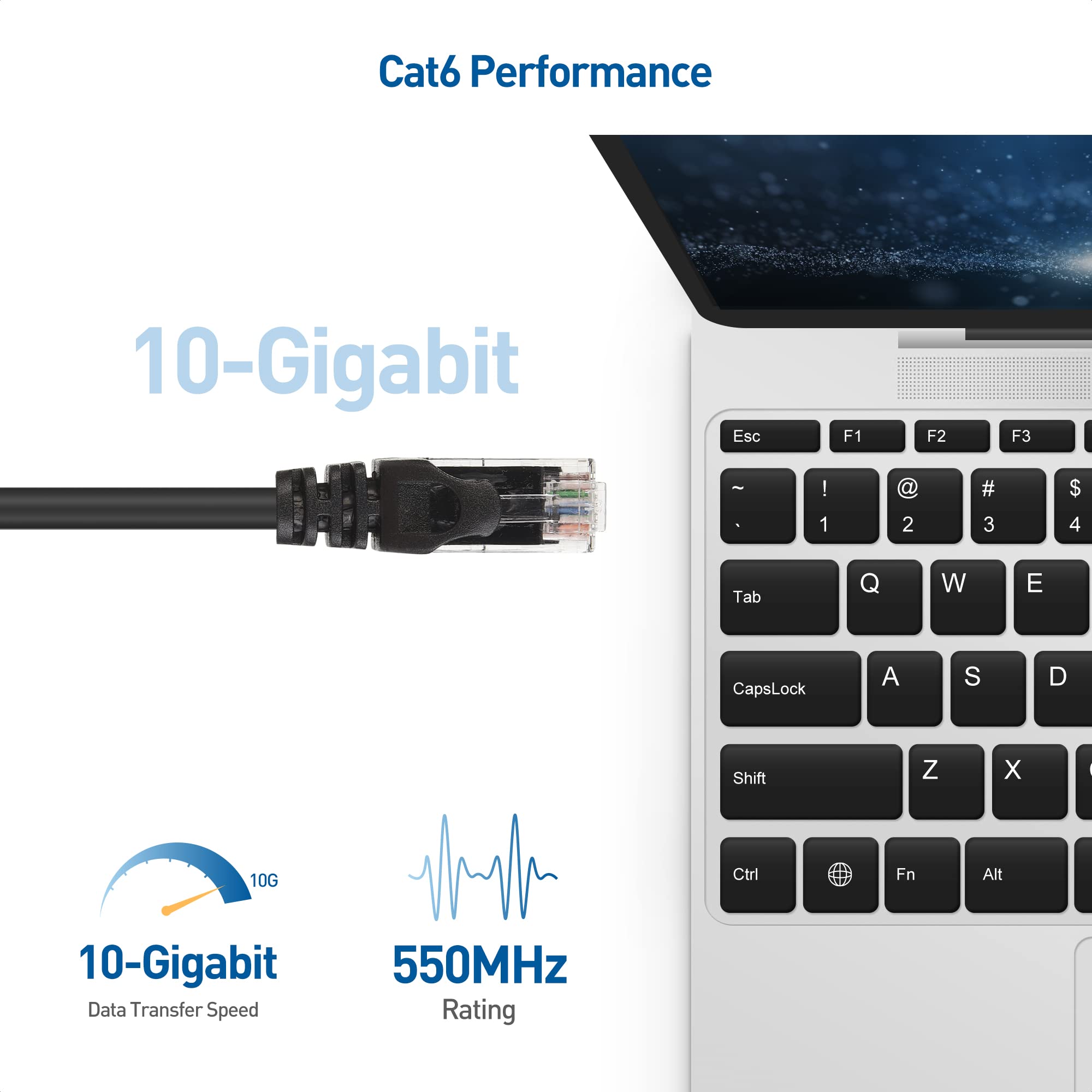Foto 2 | Cable Ethernet Matters Cat 6, 10 Gbps, 75 Pies, Negro - Venta Internacional.