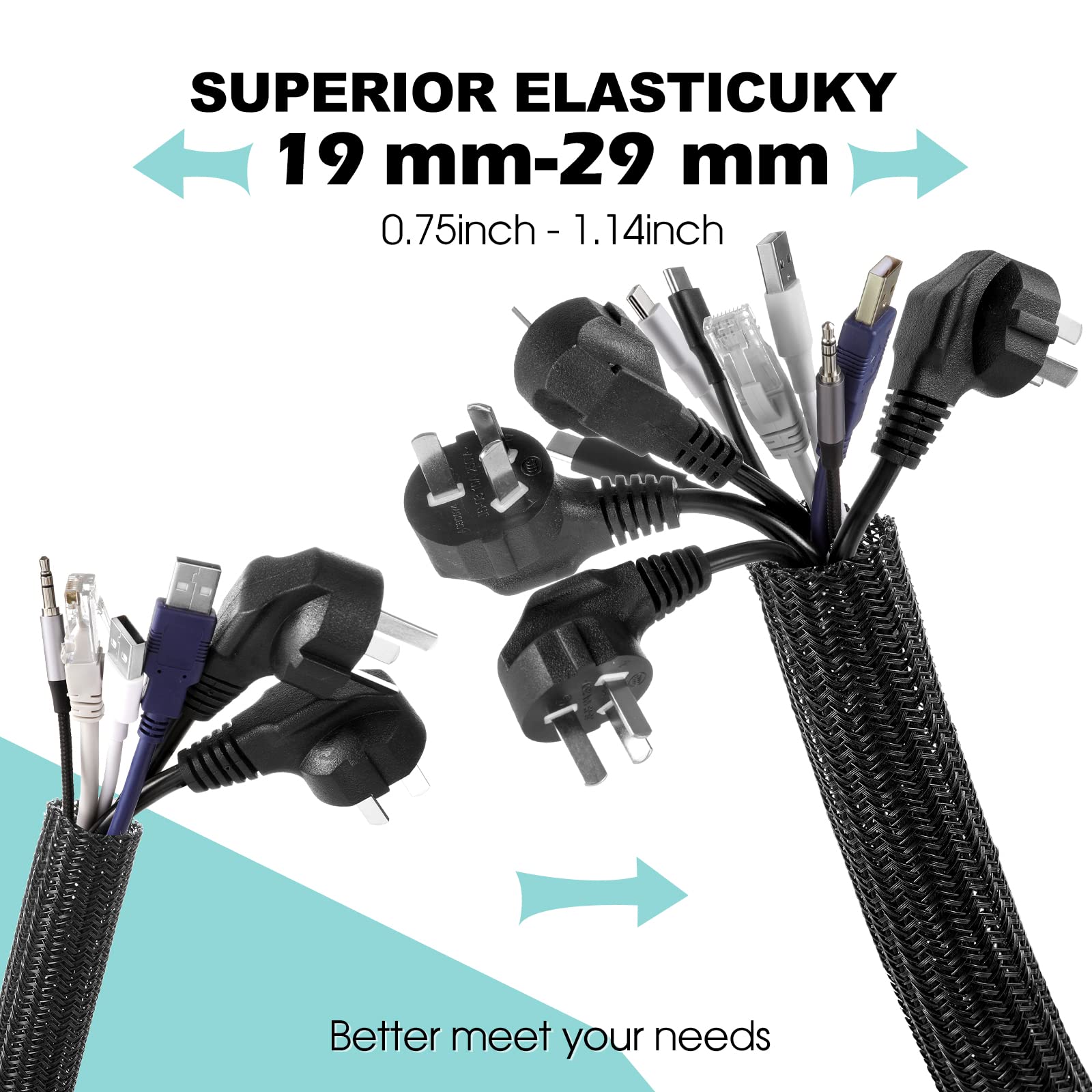 Foto 4 pulgar | Funda Para Cables Agptek, Paquete De 2, 5 Pies A 1.2 Pulgadas, Organizador De Cables Para Debajo Del - Venta Internac