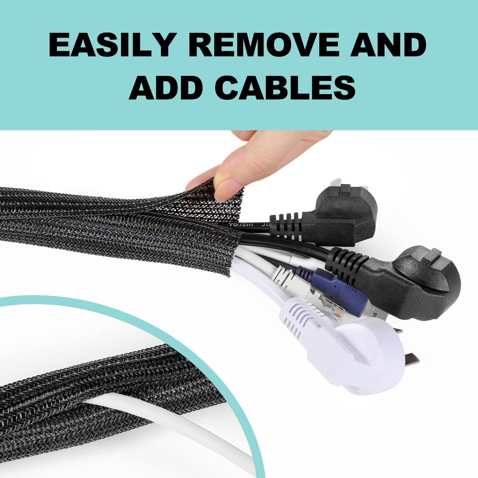 Foto 4 | Funda Para Cables Agptek, Paquete De 2, 5 Pies A 1.2 Pulgadas, Organizador De Cables Para Debajo Del - Venta Internac