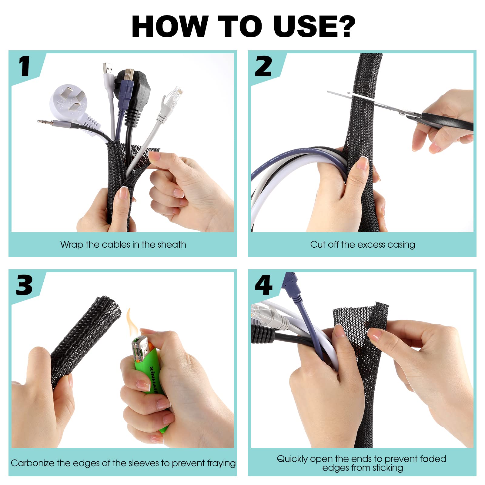 Foto 8 pulgar | Funda Para Cables Agptek, Paquete De 2, 5 Pies A 1.2 Pulgadas, Organizador De Cables Para Debajo Del - Venta Internac