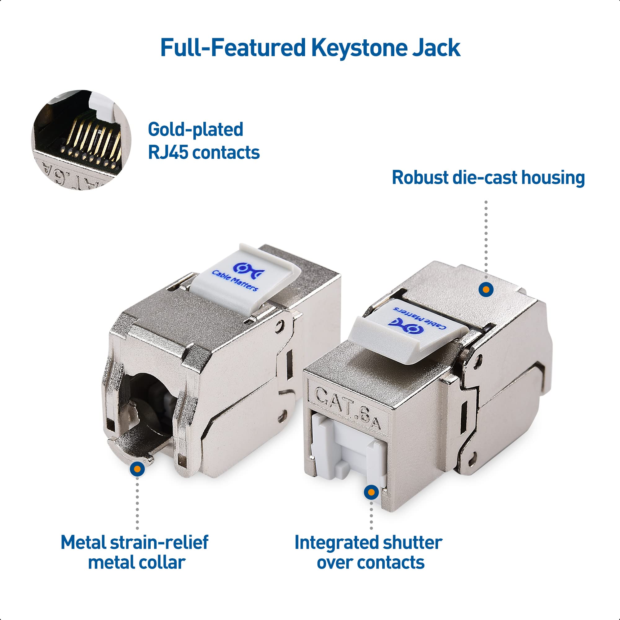 Foto 5 pulgar | Keystone Jack Cable Matters, Certificado Ul, 10 Gbps, Cat6a/cat6, Paquete De 12 - Venta Internacional.