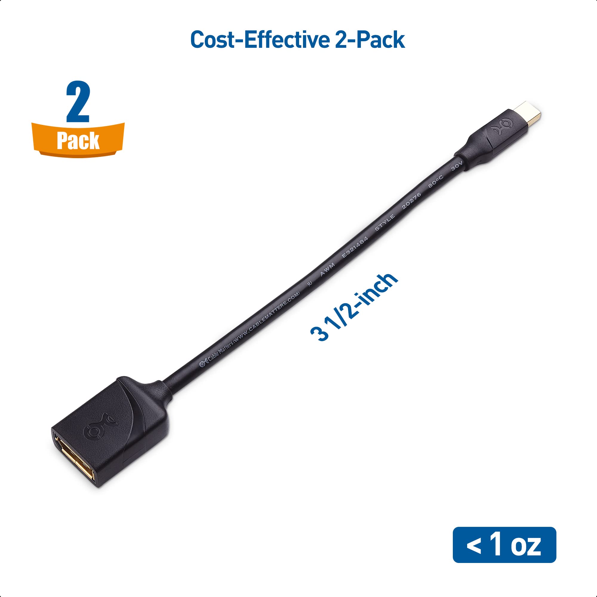 Foto 8 pulgar | Adaptador Cable Matters De Mini Displayport A Displayport 1.4 De 8k, Paquete De 2 Unidades - Venta Internacional.