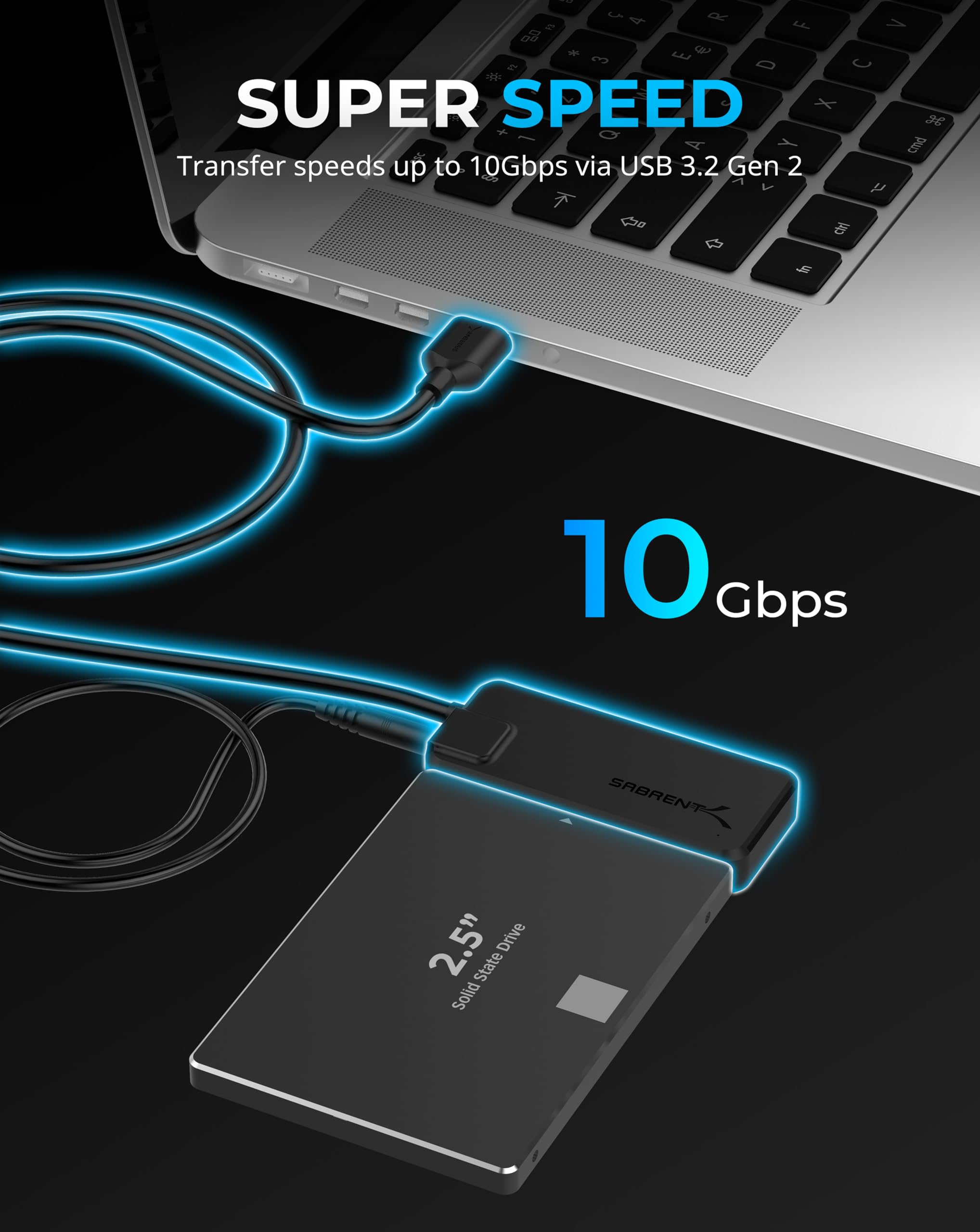Foto 5 pulgar | Cable Adaptador Sabrent Usb 3.2 Tipo A A Ssd Sata/u.2 Con Alimentación - Venta Internacional.