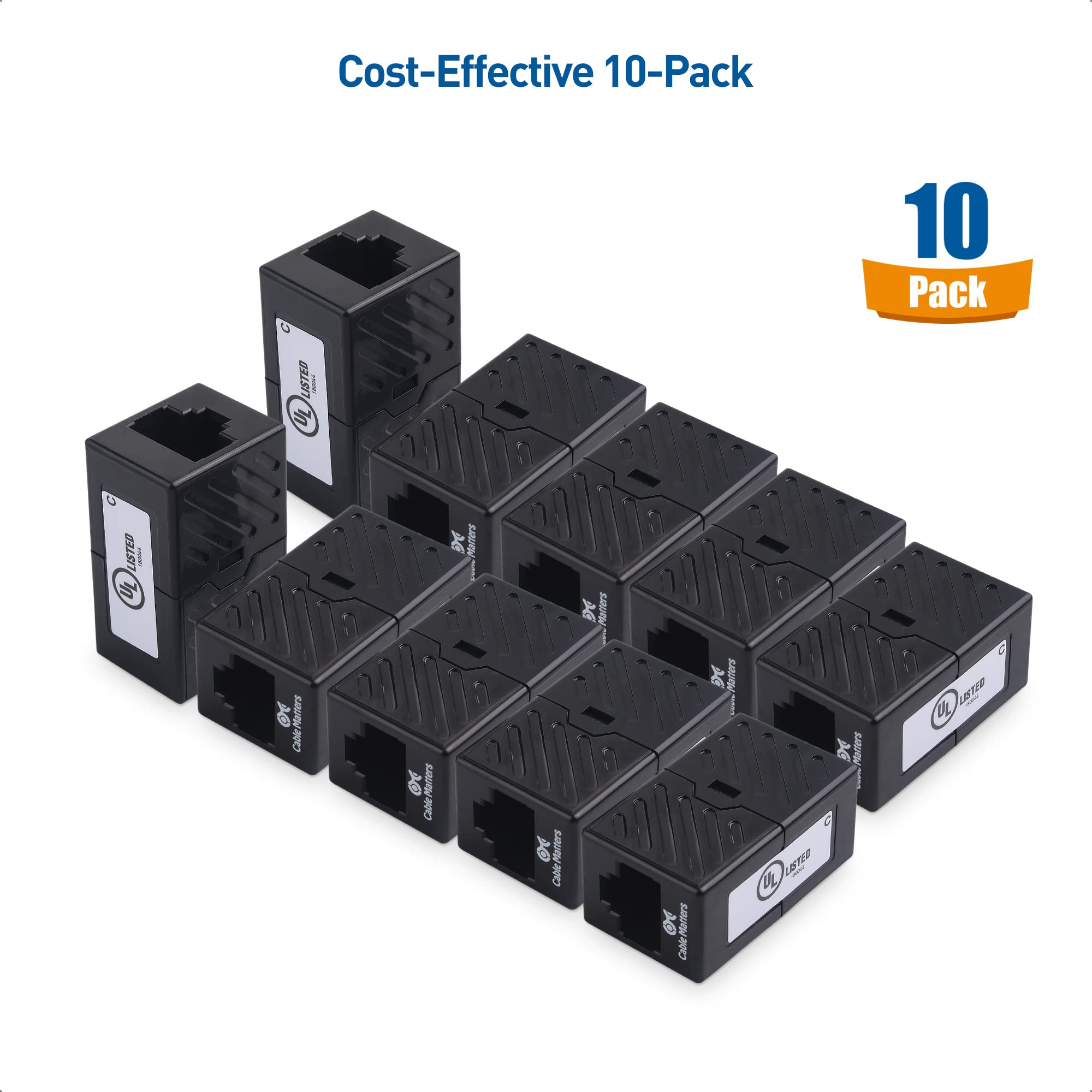 Foto 3 pulgar | Cable Acoplador Ethernet Matters Cat 6, Paquete De 10 Unidades, Color Negro, Certificado Ul - Venta Internacional.